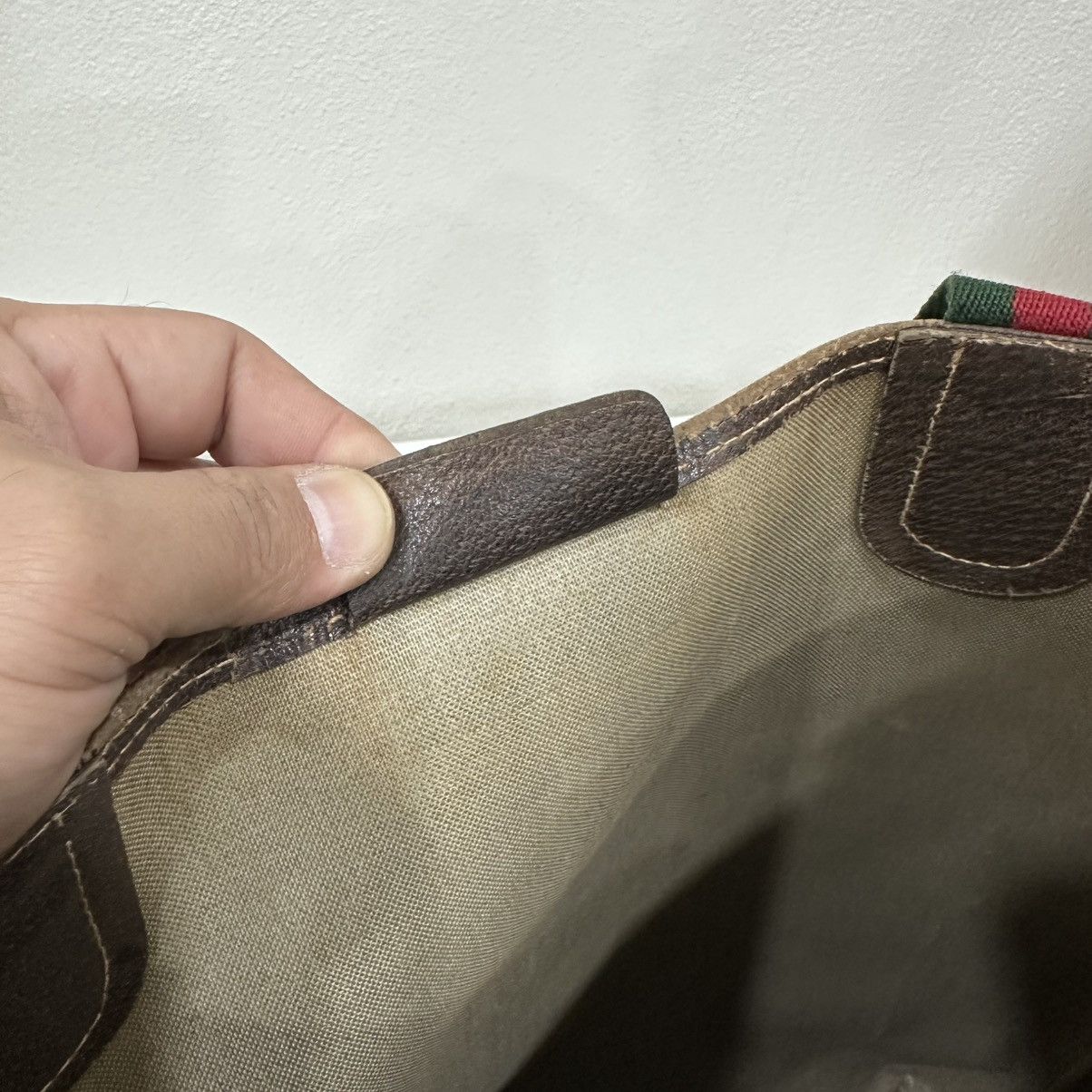 Gucci COMBO SALE!!! VINTAGE GUCCI WEB TOTE BAG SHERRY LINE COMBO!! Size ONE SIZE - 14 Thumbnail