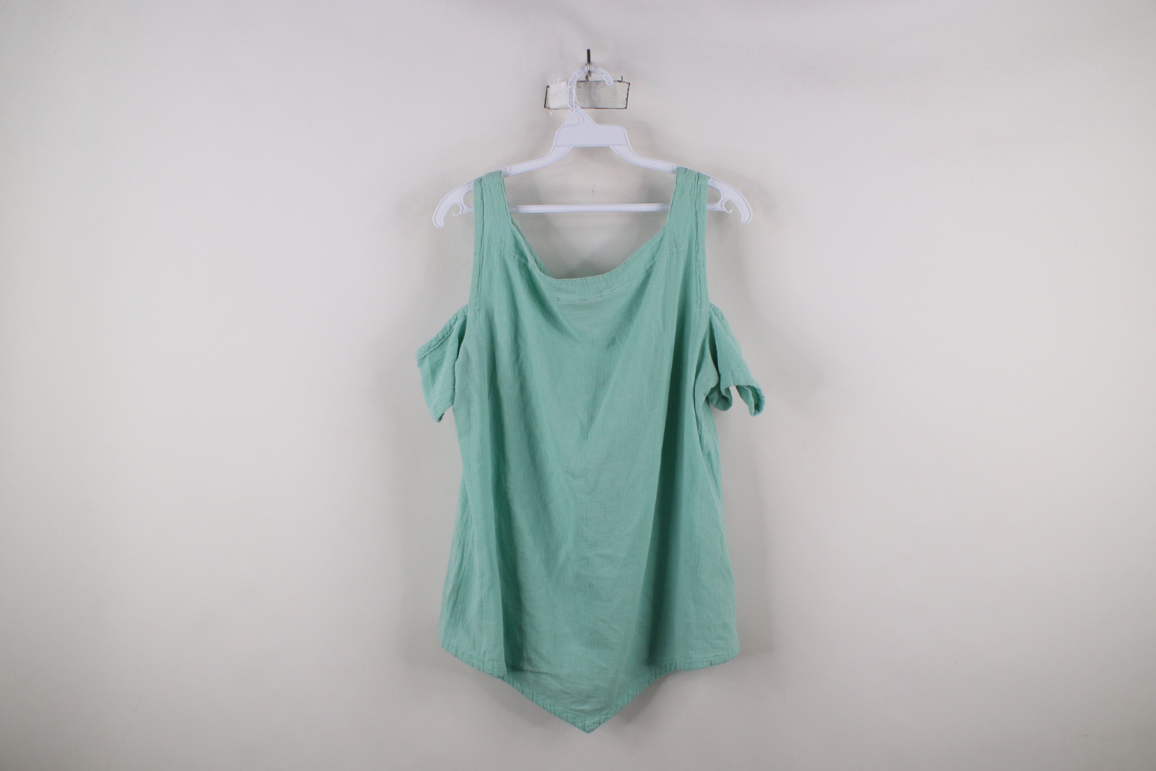 Vintage Vintage 90s Streetwear Gauzy Cotton Open Shoulder T-Shirt Size L / US 10 / IT 46 - 9 Thumbnail