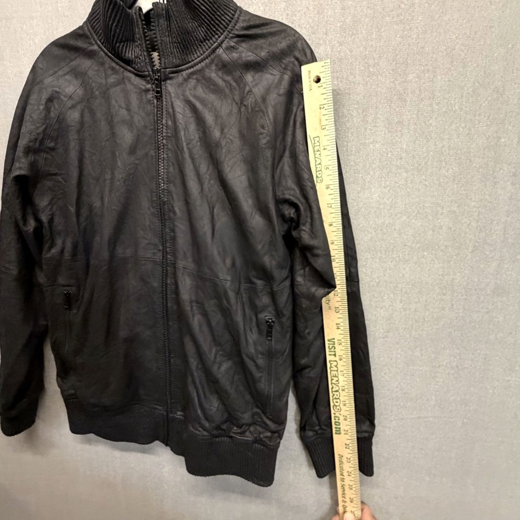 Vintage Invisible Tailoring Leather Bomber Jacket Men Medium Black Zip Size US M / EU 48-50 / 2 - 3 Thumbnail