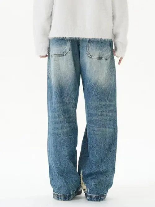 Japanese Brand × Jean Washed distressed casual straight-leg men's ripped jeans Size US 32 / EU 48 - 4 Thumbnail