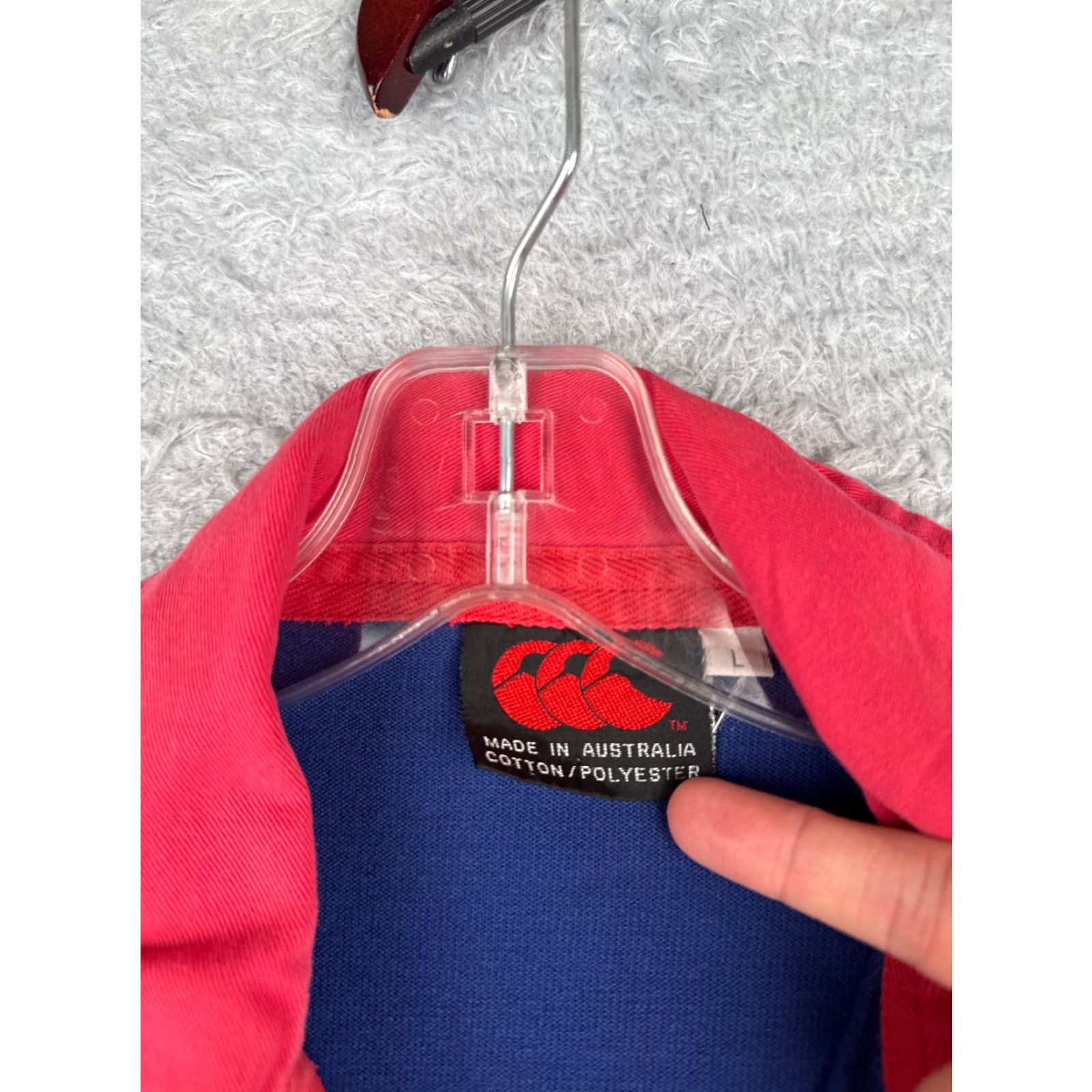 Vintage Canterbury Polo Shirt Men Large Blue Red Cotton Long Sleeve Old Collegians RUFC Size US L / EU 52-54 / 3 - 7 Thumbnail