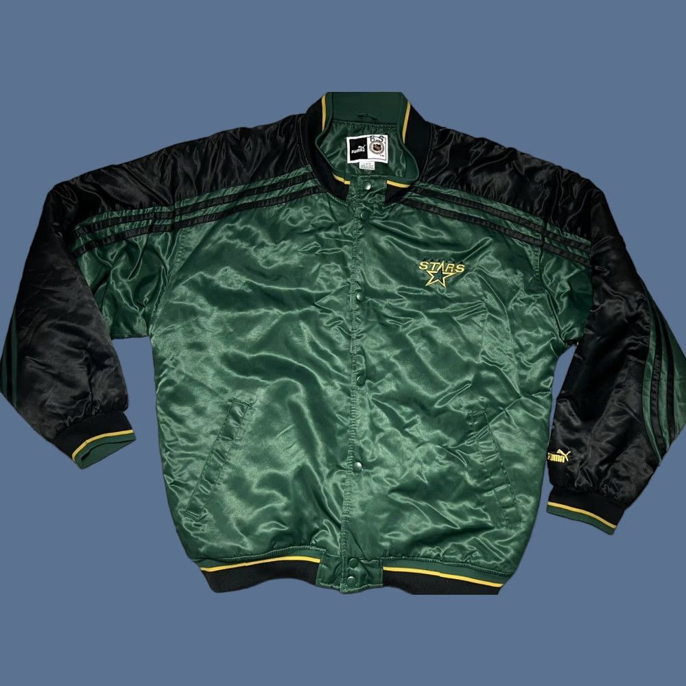 Puma VINTAGE Puma Dallas Stars Satin Snap Down Jacket NHL Large Green Men Jacket Snap Size US L / EU 52-54 / 3 - 1 Thumbnail