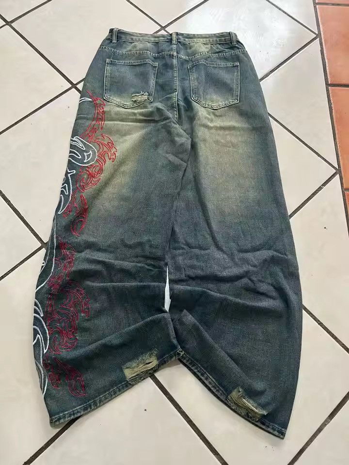 Jean Y2K Street New Pattern Embroidery Baggy Jean Size US 31 - 6 Thumbnail