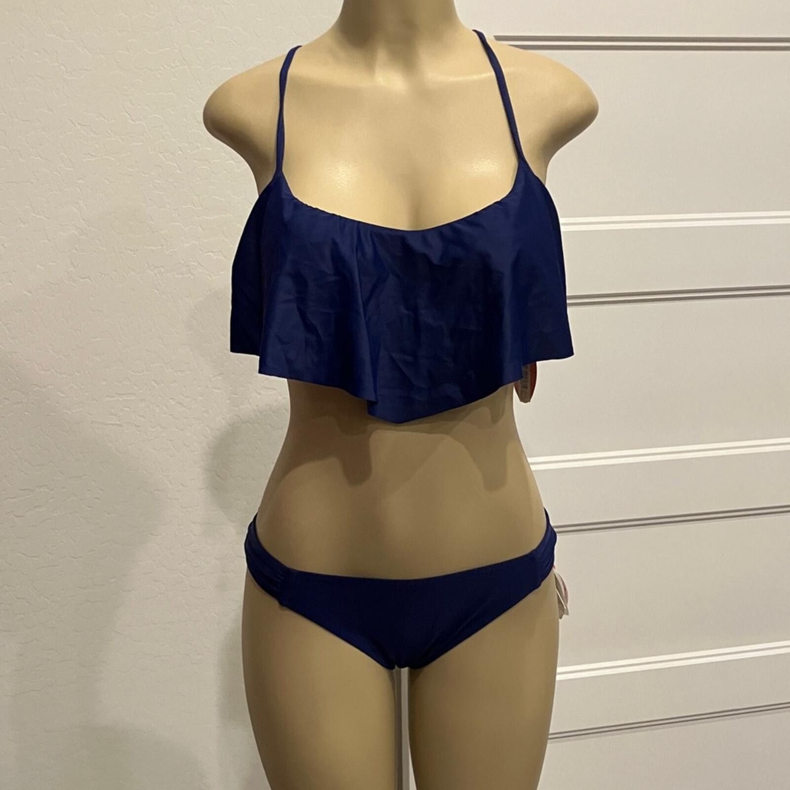 Other NWT Profile By Gottex Navy Flounce Bikini Set Size ONE SIZE - 1 Thumbnail