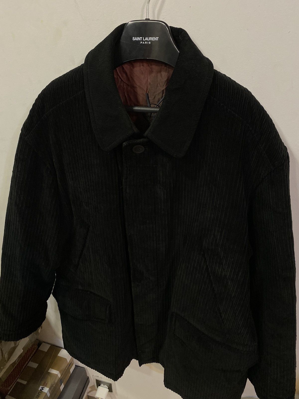 Yves Saint Laurent 90s Corduroy Black YSL Jacket Coat Warm Winter Parka Size US L / EU 52-54 / 3 - 23 Thumbnail