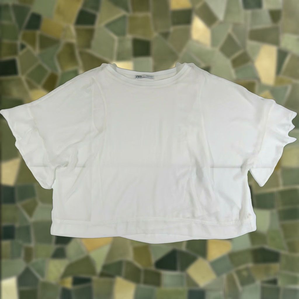 Zara Zara Ivory Rayon Sheer Lined High Neck Flare Sleeve Shirt Blouse Women Medium Size M / US 6-8 / IT 42-44 - 1 Thumbnail