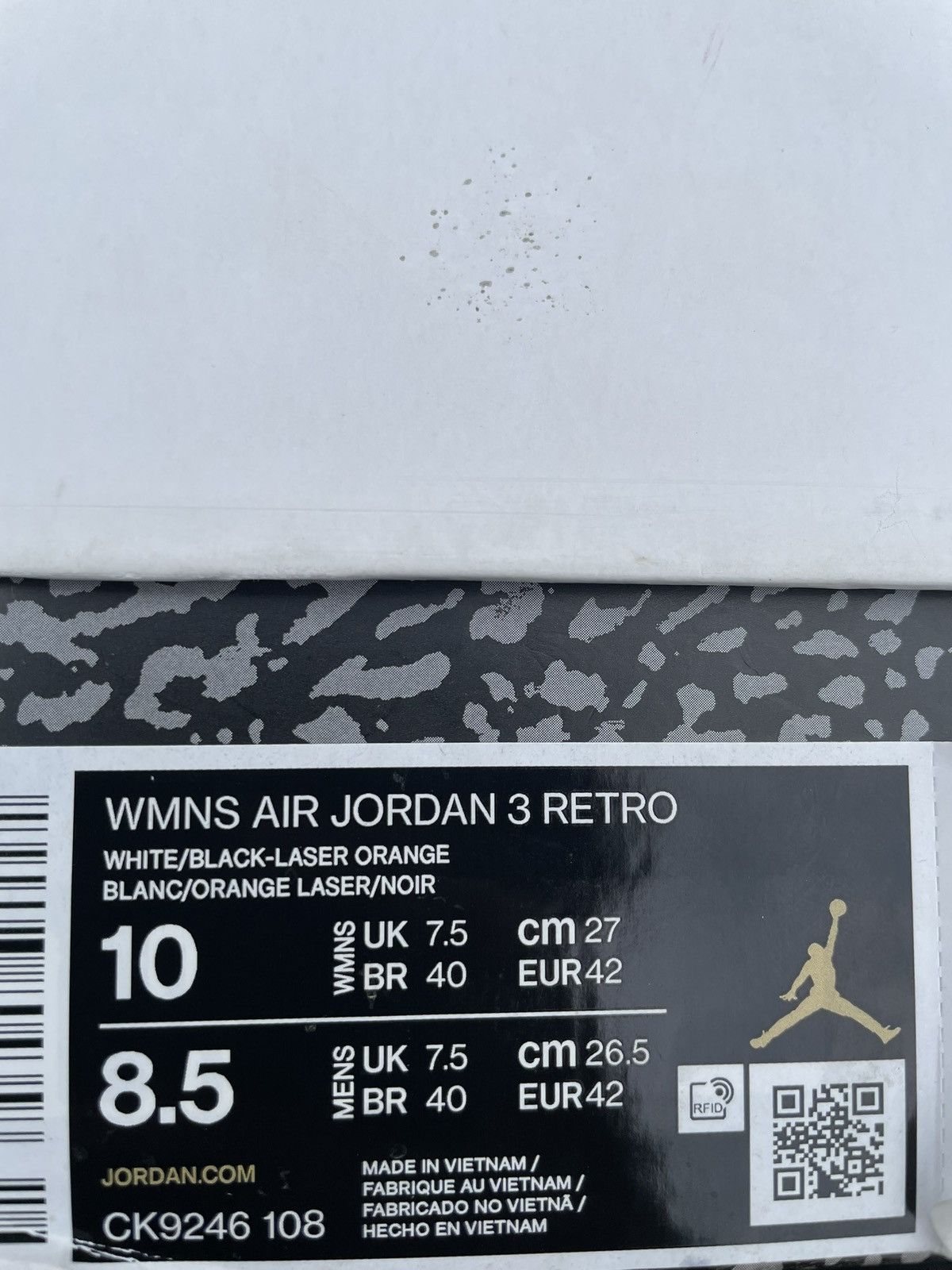 Jordan Brand × Nike 10W/8.5M - Air Jordan 3 Retro Laser Orange Size Size US 8.5 / EU 41-42 - 10 Thumbnail