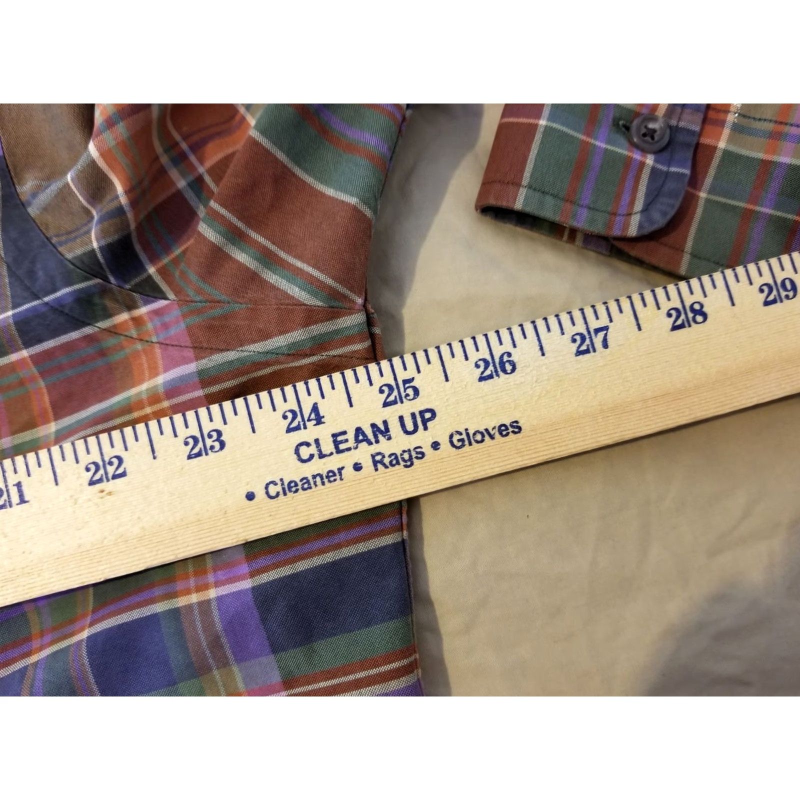 Polo Ralph Lauren VINTAGE not included; final: Polo Ralph Lauren Shirt Mens Button-Up Casual Plaid Cotton Brown Large Long Sleeve Button-Down Collar L Size 42R - 4 Thumbnail