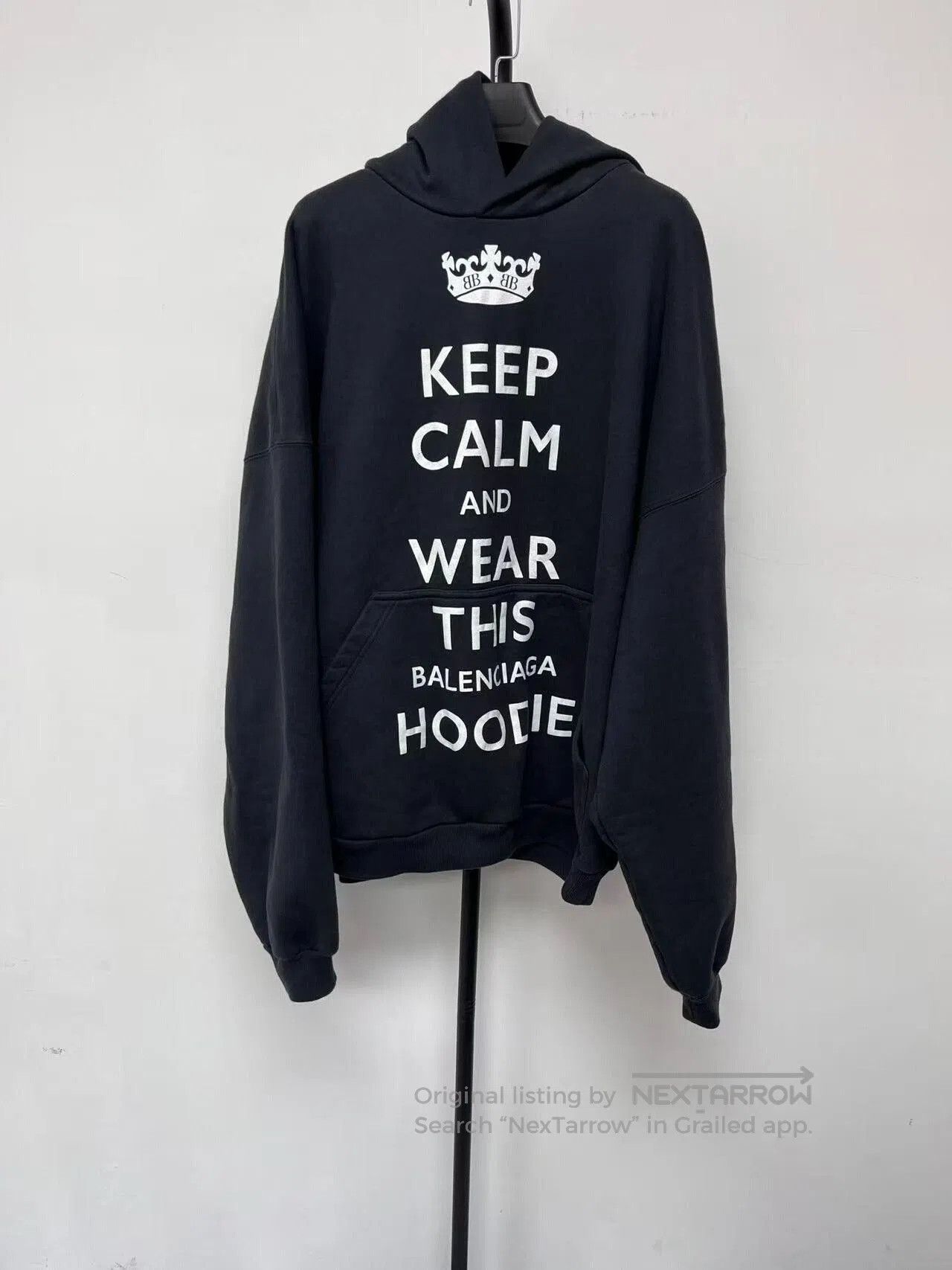 balenciaga graphic print hooded sweatshirt gray.