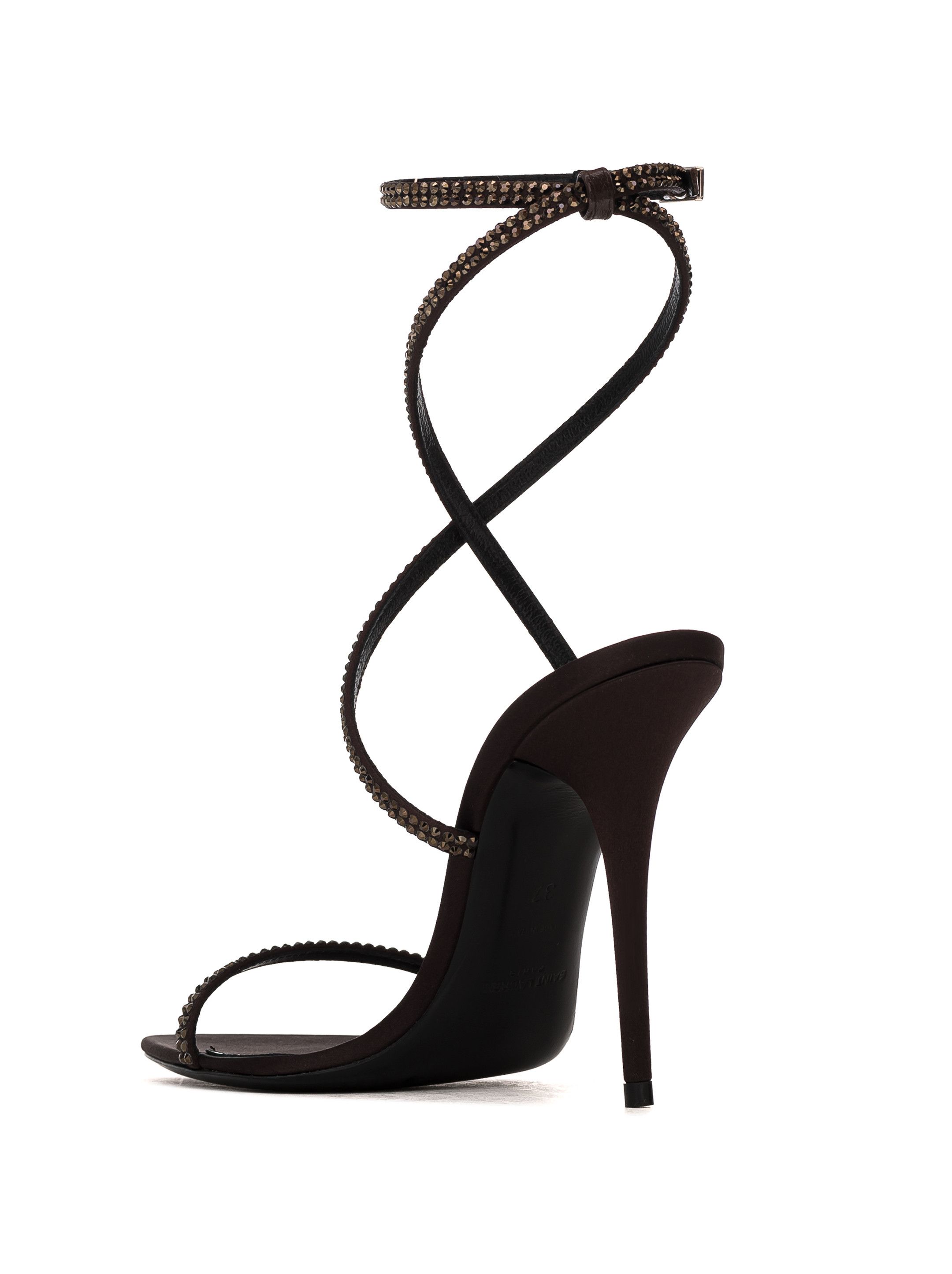 Saint Laurent Paris o1b1hav111224 Ava Sandals Crepe Satin With Rhinestones Brown Size US 5.5 / IT 35.5 - 3 Thumbnail