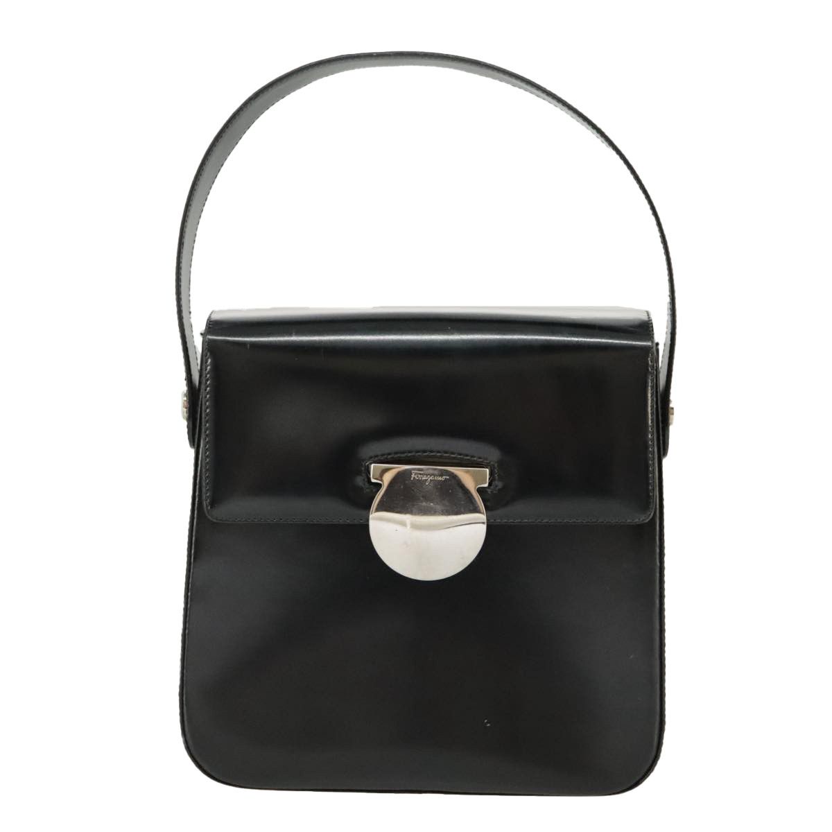 Salvatore Ferragamo Gancini Black Leather Handbag (Pre-Owned) Size ONE SIZE - 1 Thumbnail