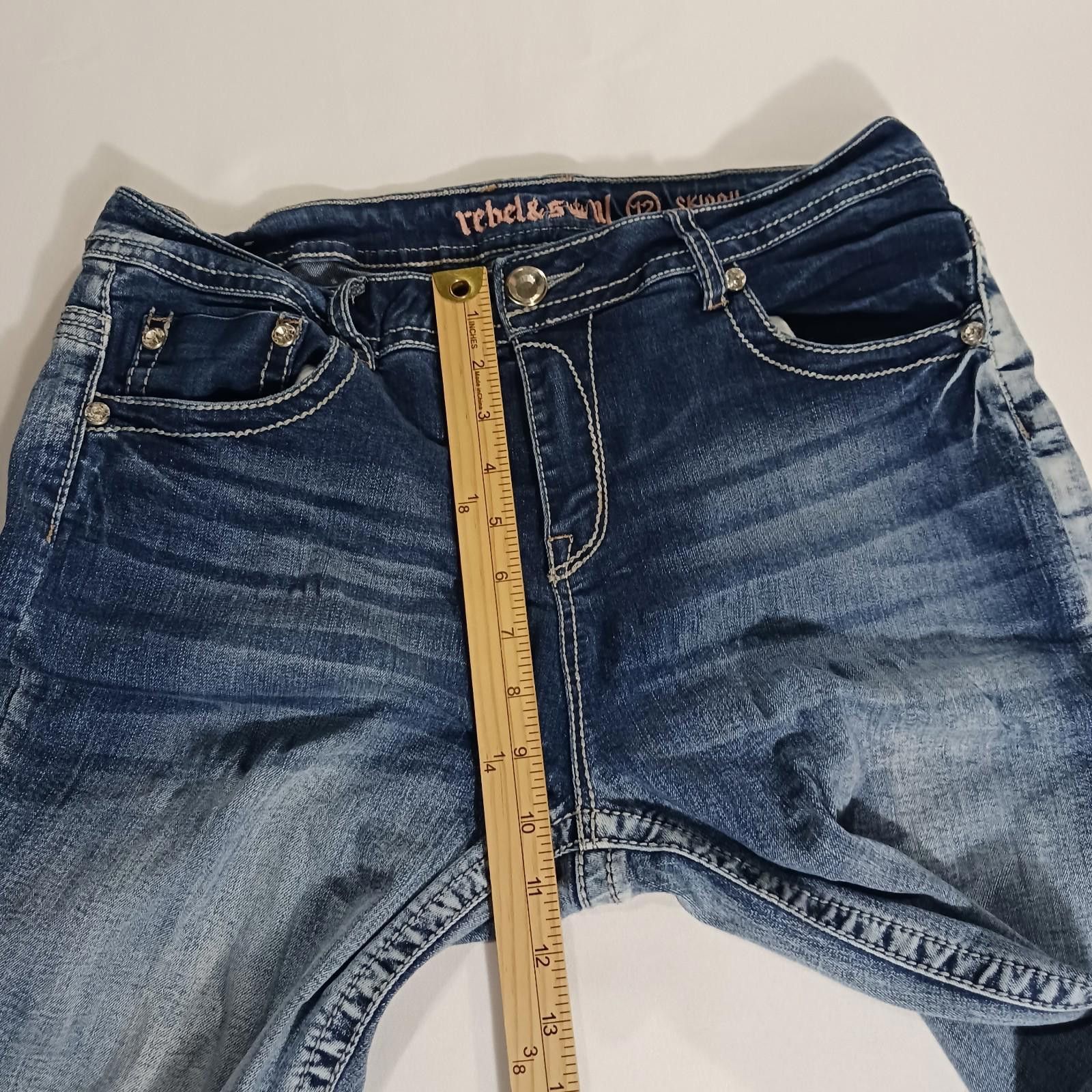 Other Rebel & Soul Women’s 12 Blue Distressed Skinny Jeans (31×30) Size 34" / US 12 / IT 48 - 5 Thumbnail