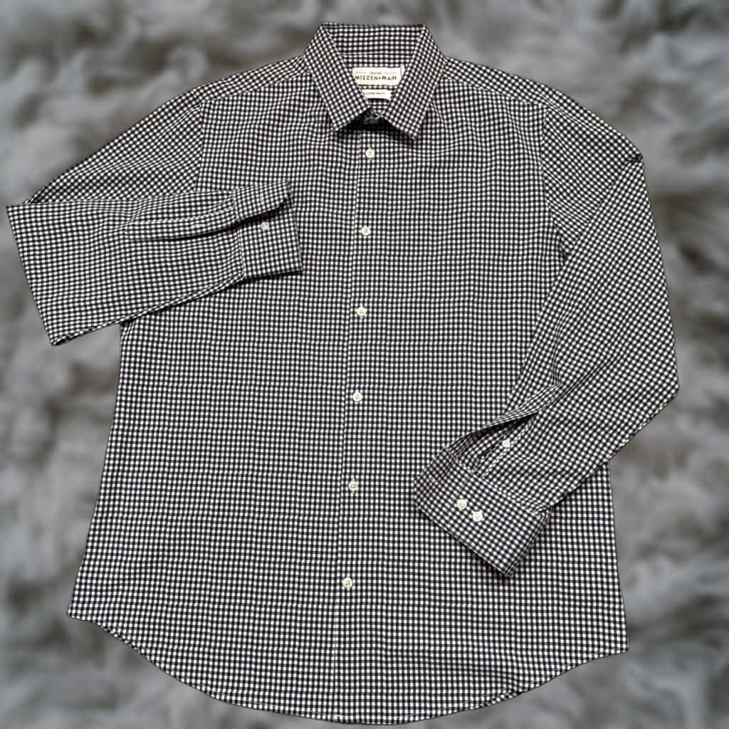 Mizzen+Main Mizzen+Main Button-Up Shirt Men 2XL Blue Check Leeward Trim Fit Stretch Gingham Size US XXL / EU 58 / 5 - 1 Thumbnail