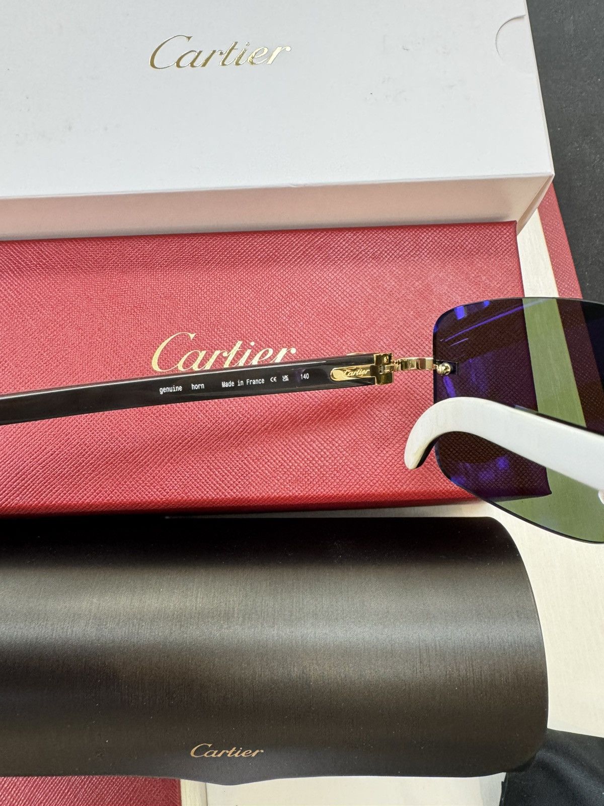 Cartier Cartier White Buffalo Horn Glasses C Decor White Buffs Size ONE SIZE - 3 Thumbnail
