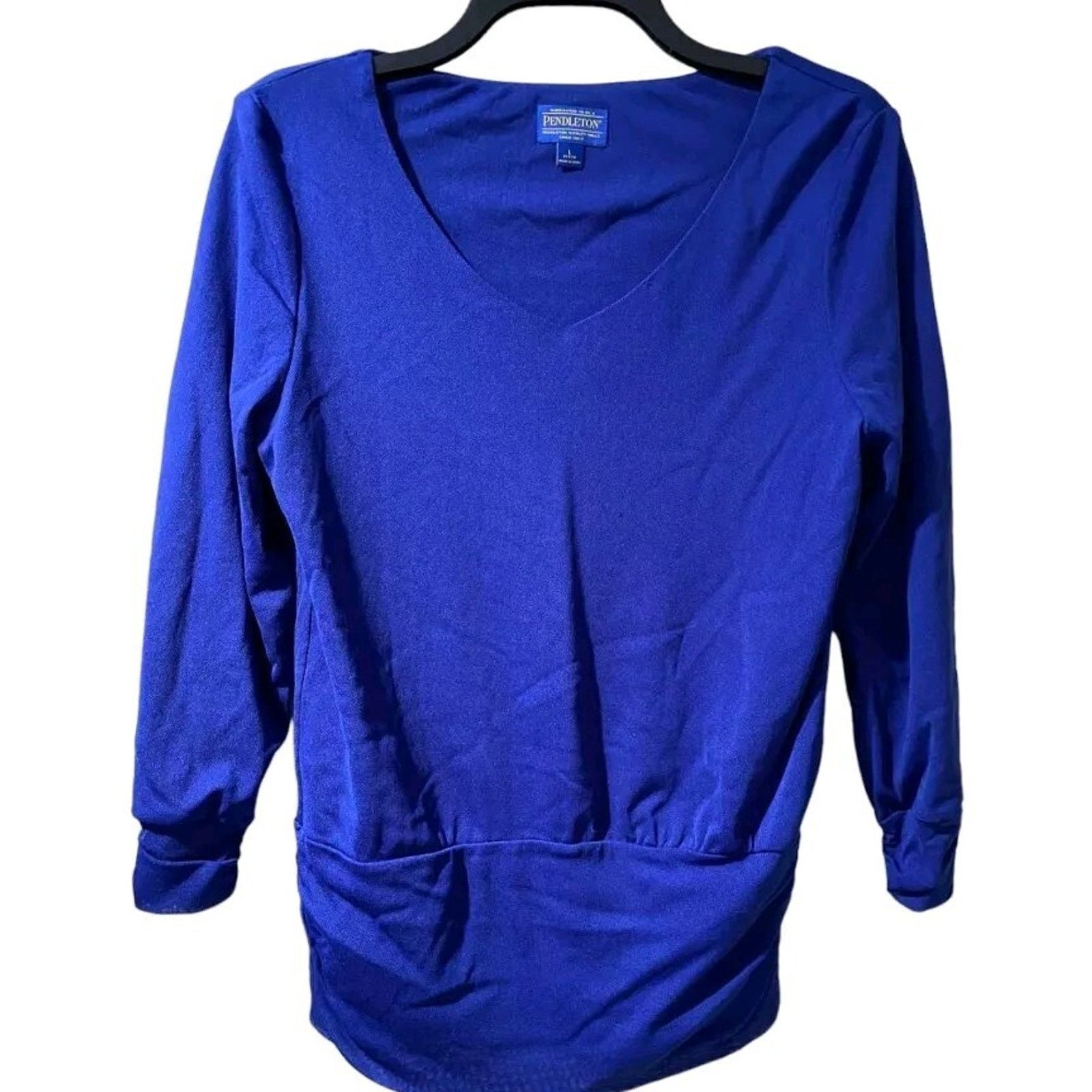 Pendleton PENDLETON Women Blouse Long Sleeve Blue Petite Large A003285 Size L / US 10 / IT 46 - 1 Thumbnail