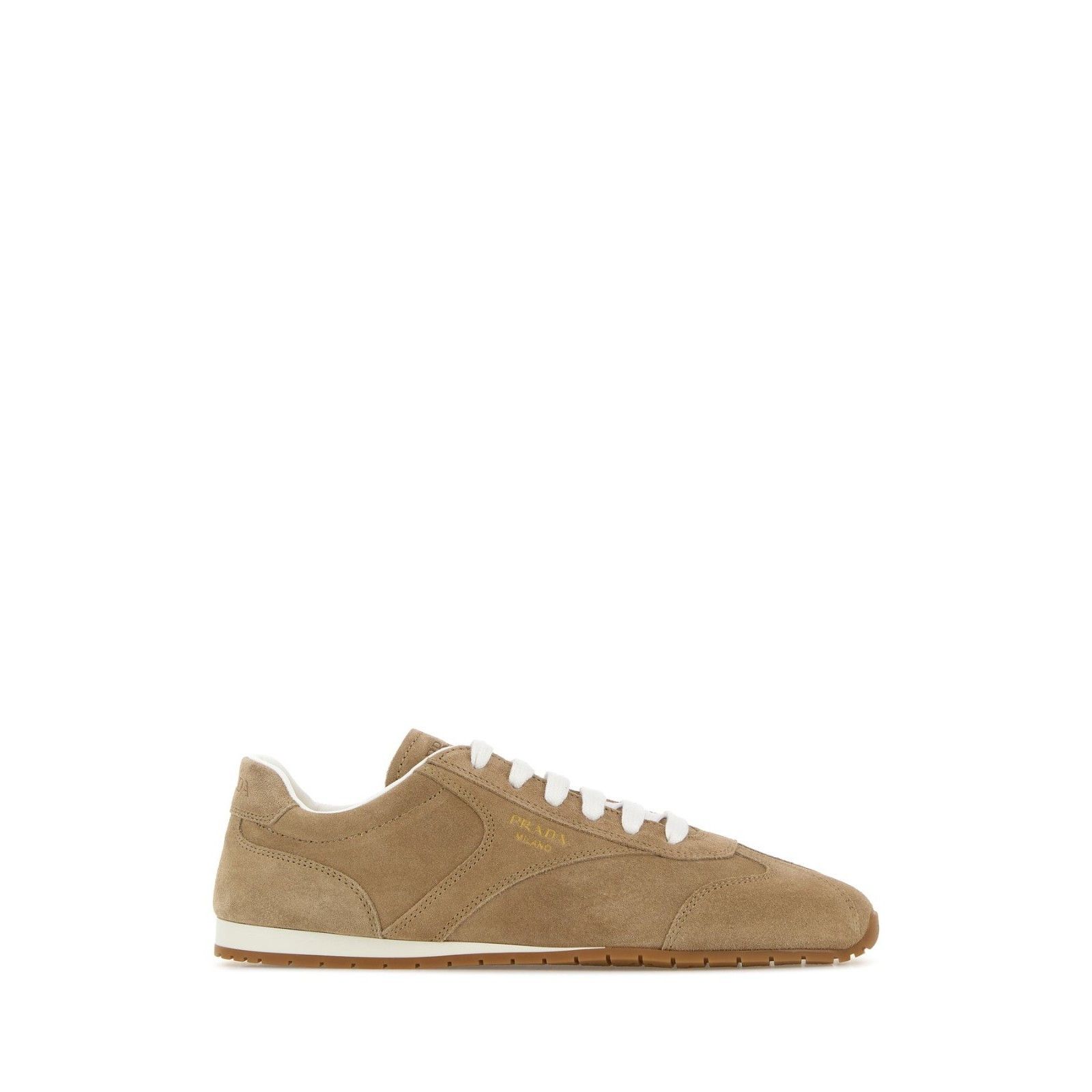 PRADA $1020 Ecru Suede Sneakers New & Authentic (Women's siz