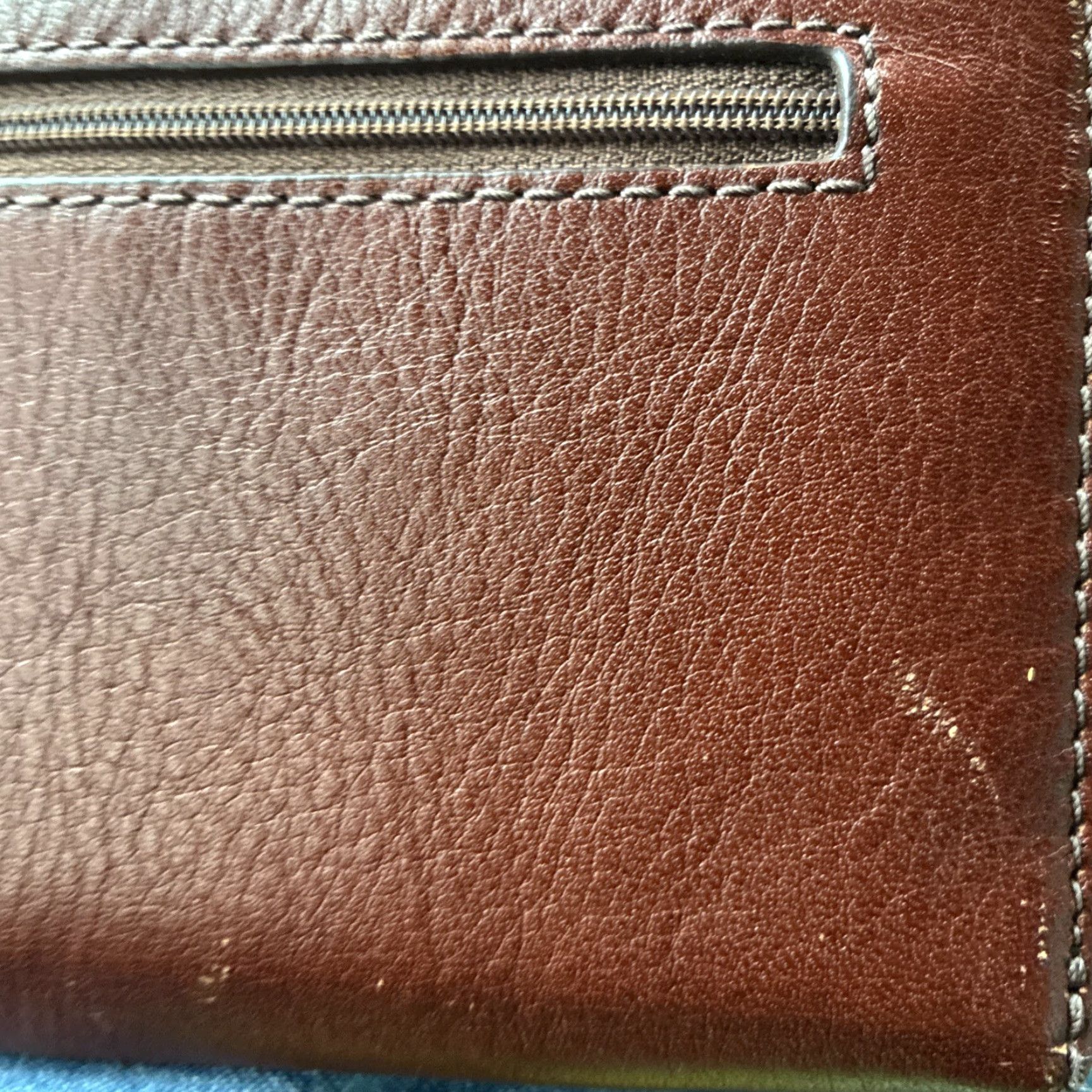 Fossil Jori RFID Zip Clutch Brown Leather Wristlet Purse NWT 00 SWL3008210
