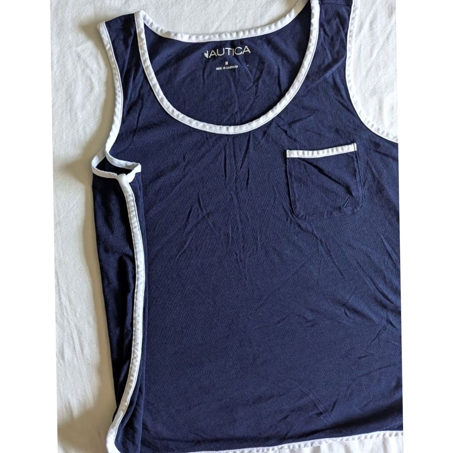 Nautica Nautica Tank Top Navy Blue Contrast Trim Pocket Sleeveless M Womens Casual Beach Classic Size M / US 6-8 / IT 42-44 - 3 Thumbnail
