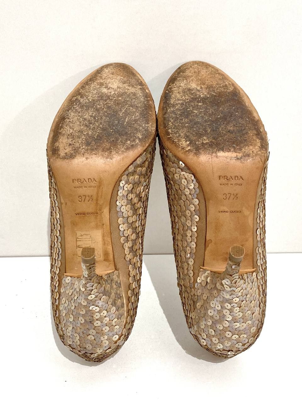 Prada Prada Sequin Embellished Bow Classic Mid Heel Pump Size US 7.5 / IT 37.5 - 10 Thumbnail