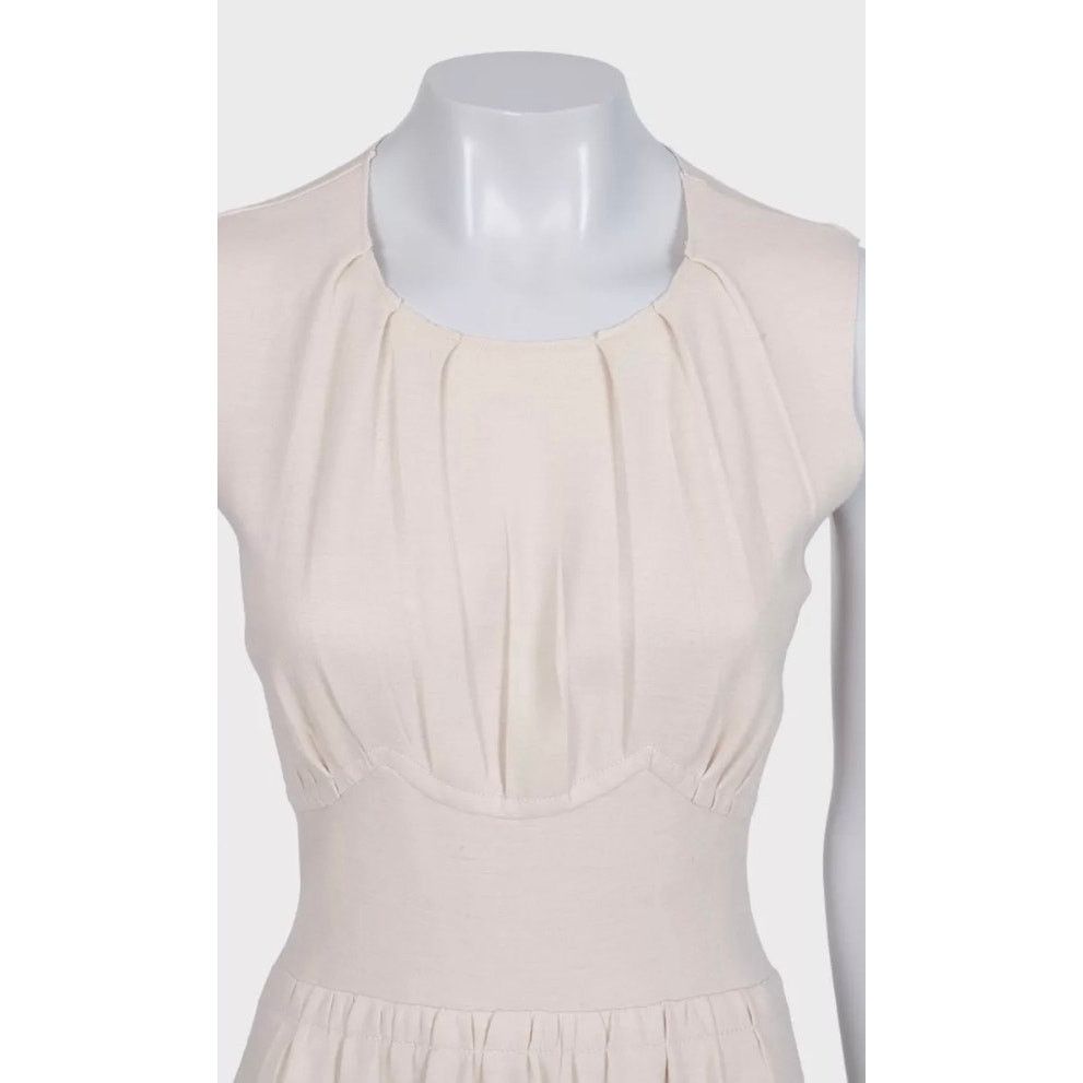 Prada Prada Beige Fitted Wool Sleeveless Dress Size S Size S / US 4 / IT 40 - 4 Thumbnail