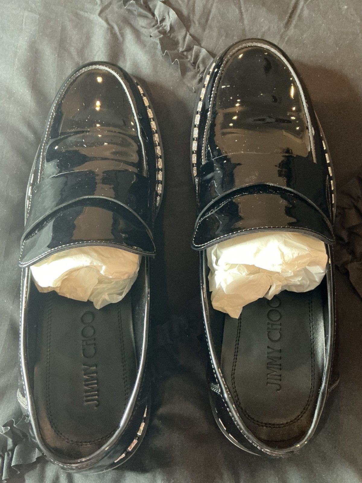 Jimmy Choo Versace Black Patent Espadrille Loafers Size US 11.5 / EU 44-45 - 8 Thumbnail