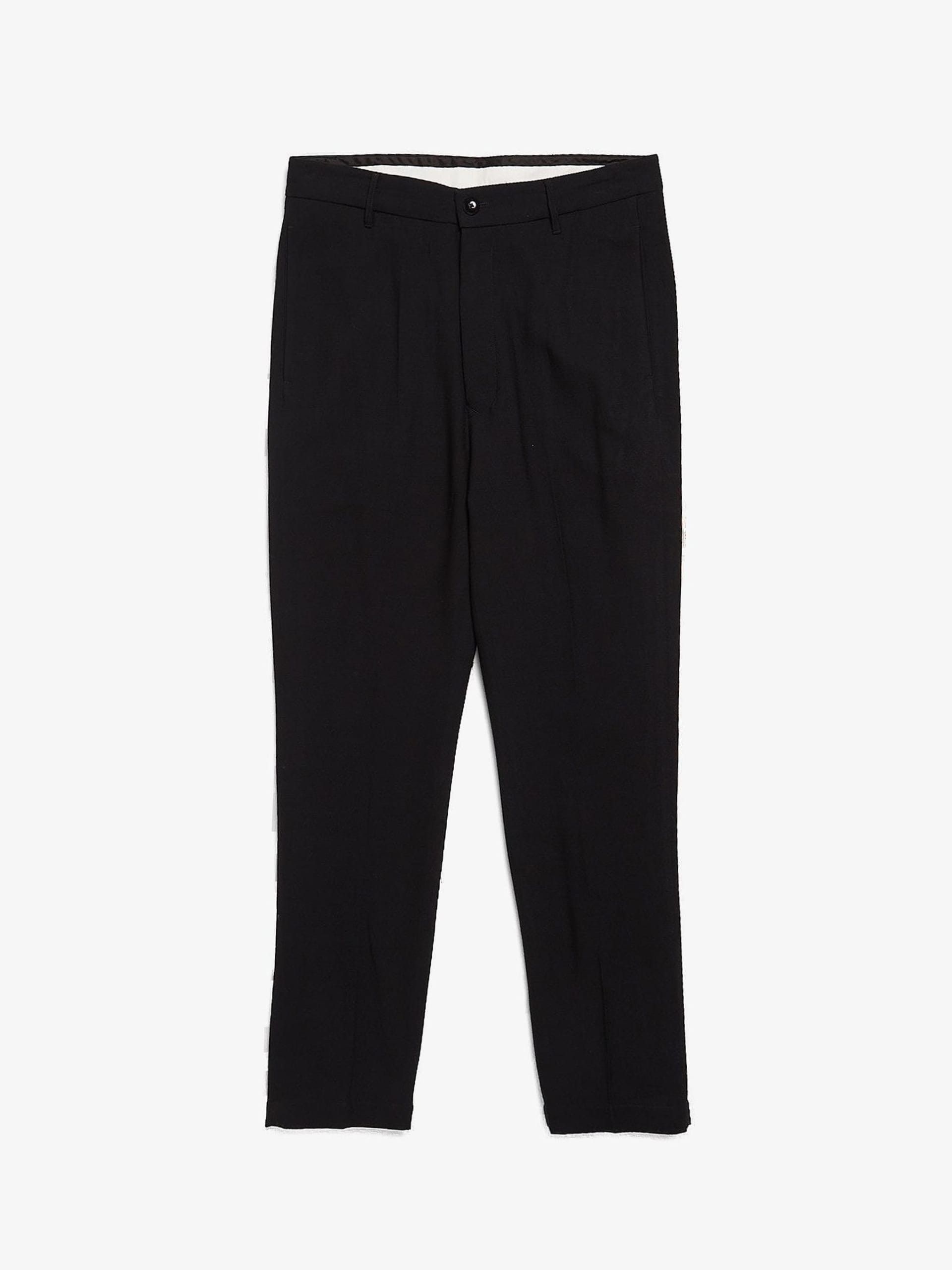 image of Rick Owens Black Buttoned Viscose Pants, Men's (Size 34)