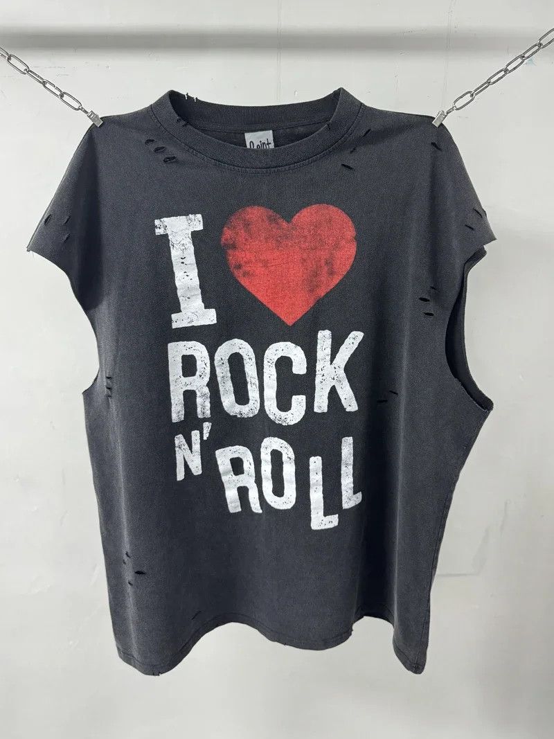 Japanese Brand "I LOVE ROCK" Washed Distressed T-shirt Size US L / EU 52-54 / 3 - 1 Thumbnail