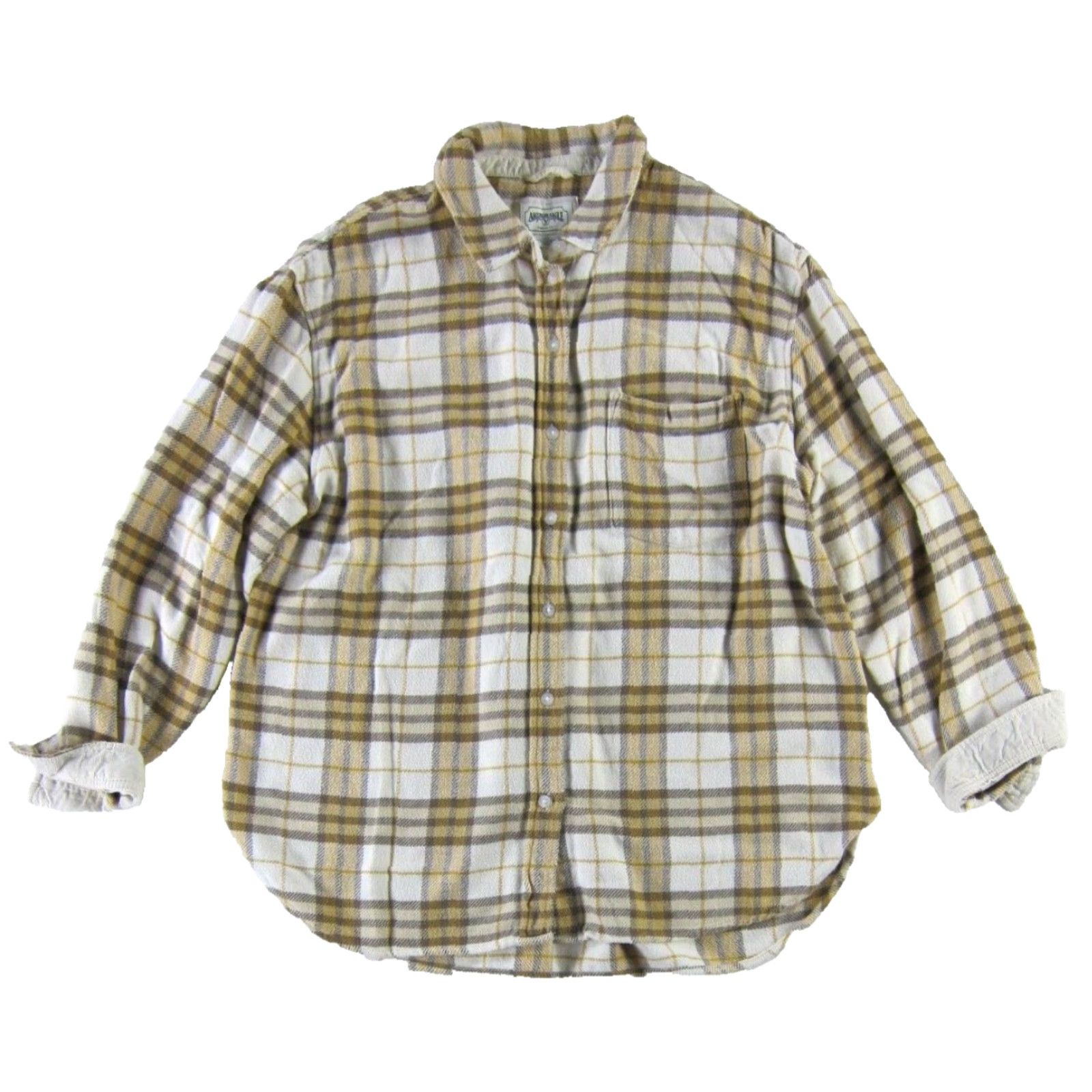 American Eagle Outfitters American Eagle Outfitters Plaid Button Up Flannel Shirt Women L Yellow Brown Ivory 90s Pattern Vintage Size L / US 10 / IT 46 - 2 Thumbnail