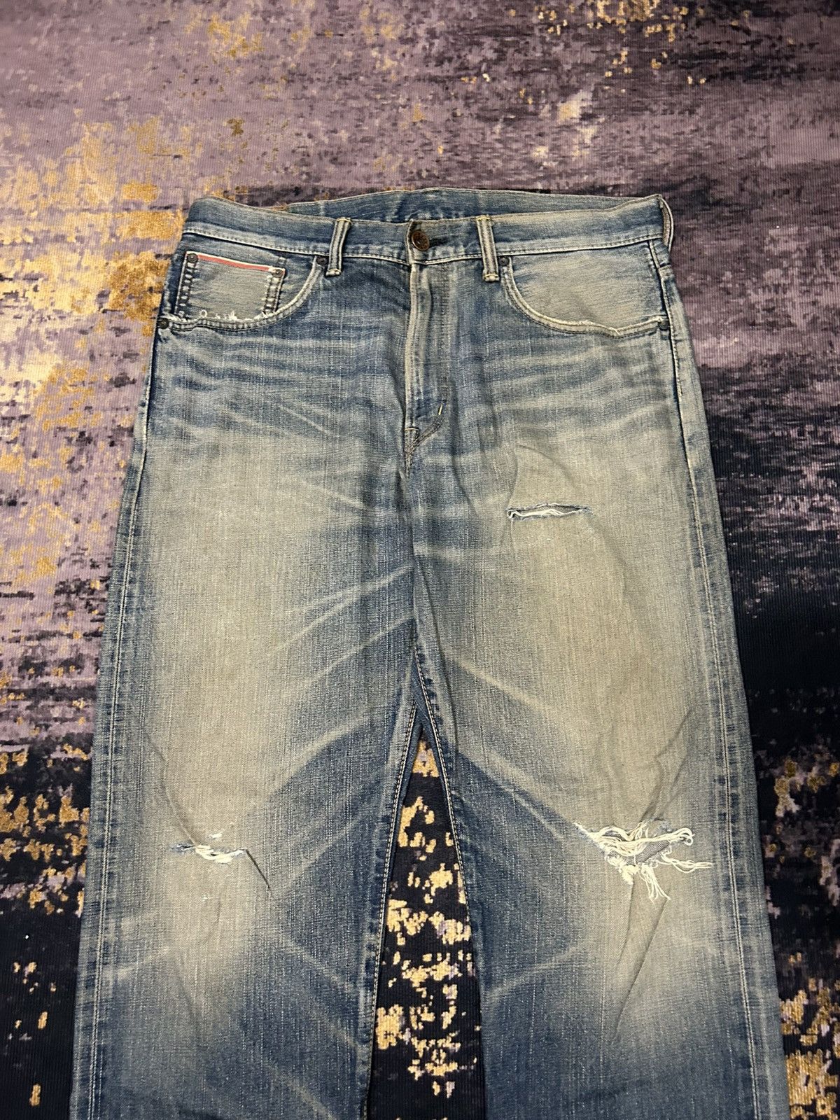 Edwin Vintage Edwin Japan Distressed Buckle Back Selvedge Jeans Size US 36 / EU 52 - 4 Thumbnail