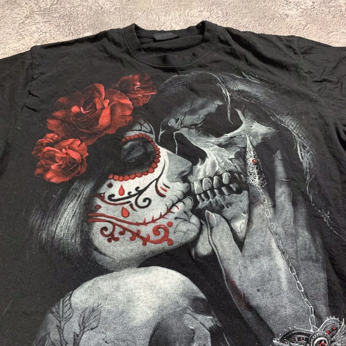 Vintage Vintage 90s Skull Graphic Tee Horror Goth Streetwear Baggy L Size US L / EU 52-54 / 3 - 4 Thumbnail