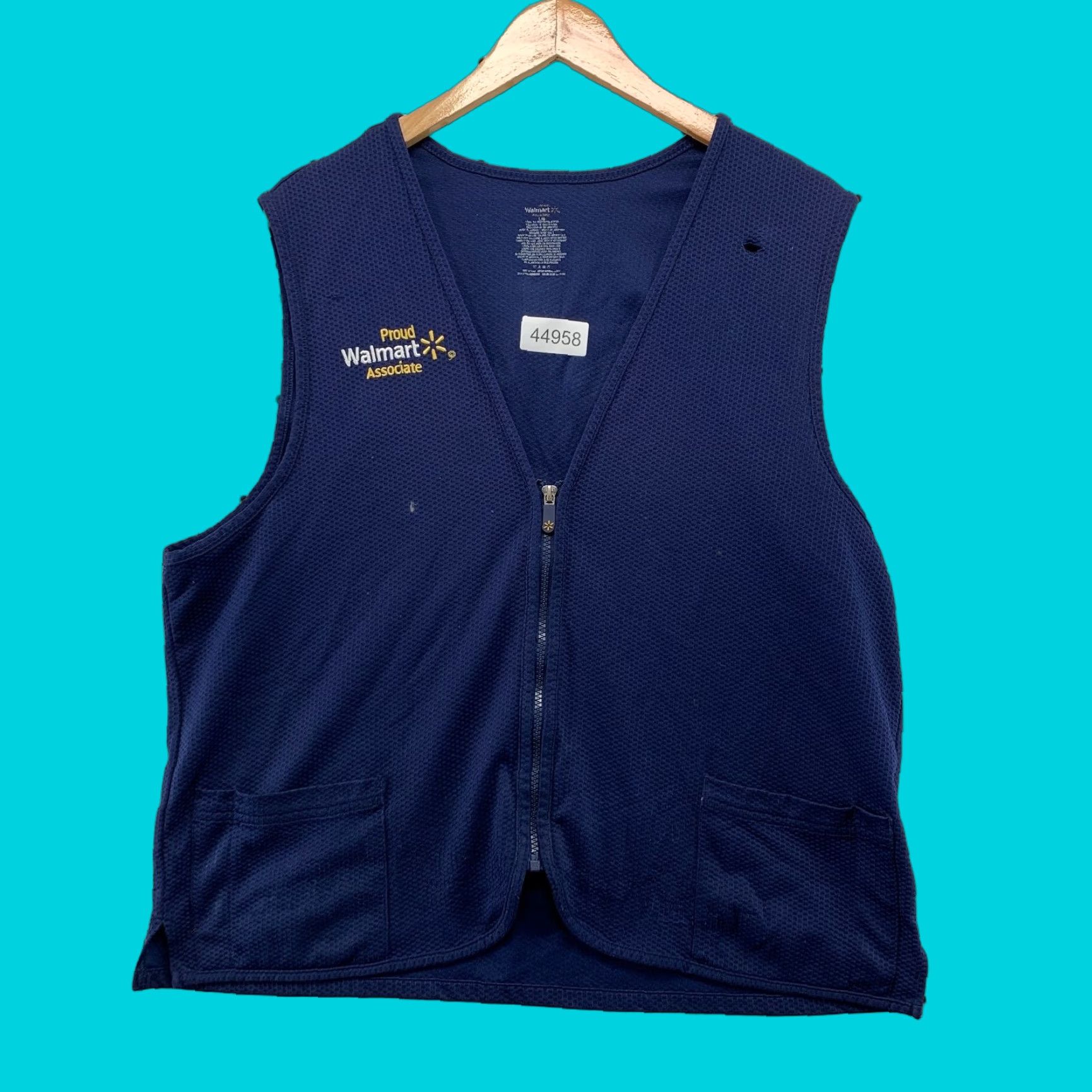 Walmart Walmart Vest Mens Large Blue Zip Distressed Vest Size US L / EU 52-54 / 3 - 1 Thumbnail