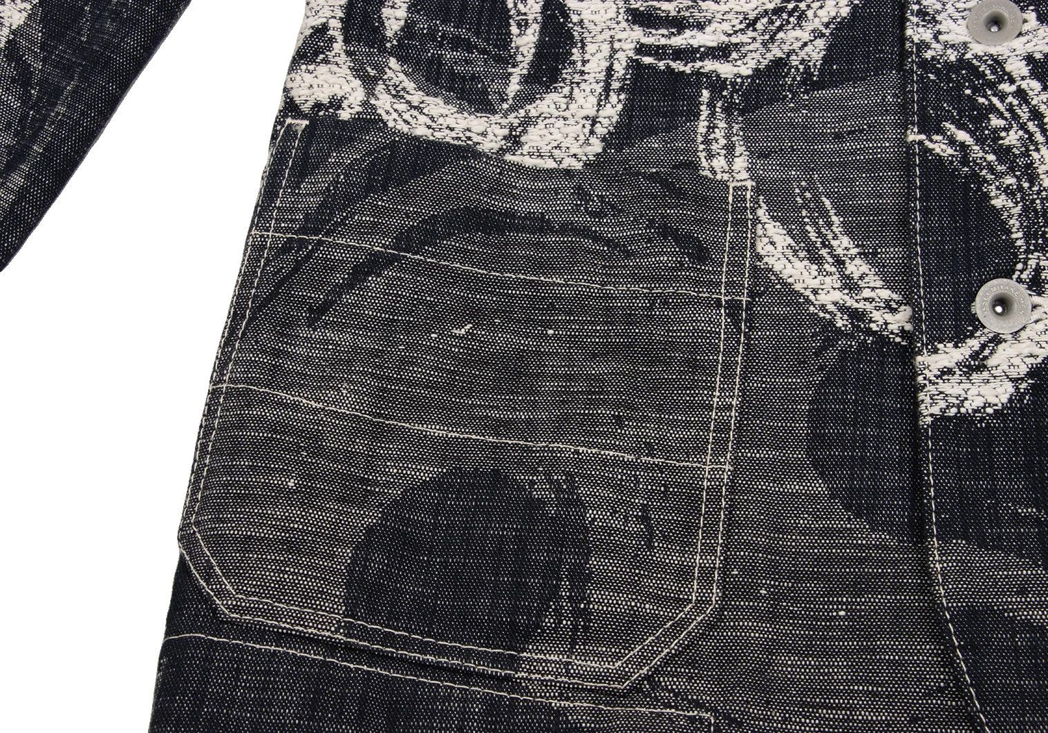Issey Miyake Cotton Graphic Jacquard Patch Pocket Denim Jacket Indigo Off Size US M / EU 48-50 / 2 - 11 Thumbnail