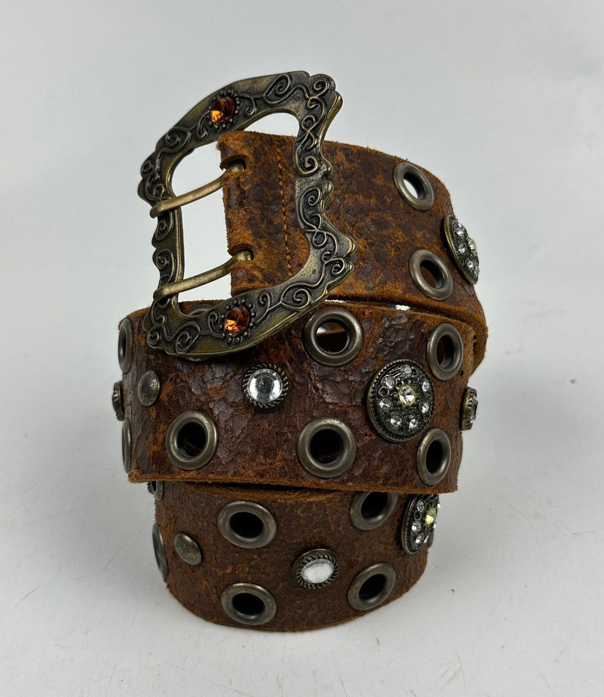 Japanese Brand distressed studded leather belt tc3 Size 34 - 1 Thumbnail