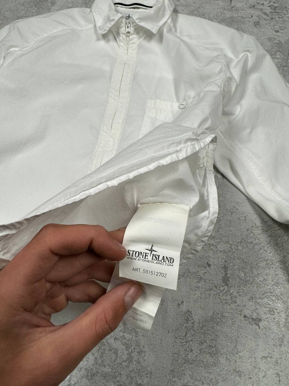 Stone Island Vintage Stone Island White Cotton Light Zip Overshirt Shirt Size US S / EU 44-46 / 1 - 15 Thumbnail