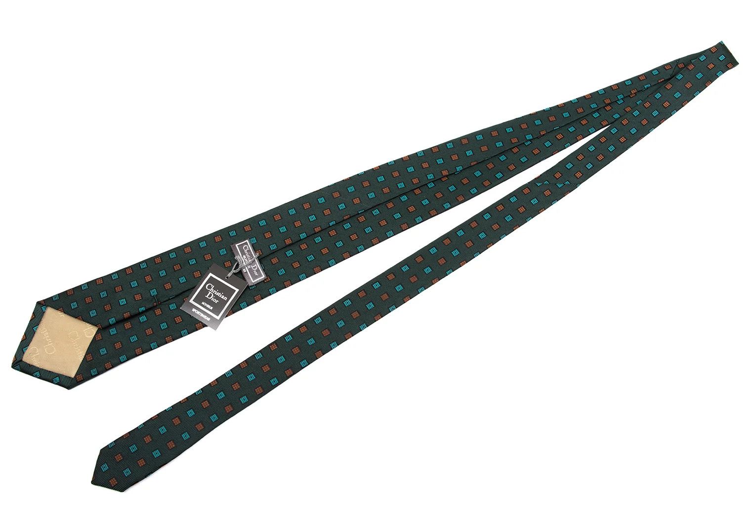 Dior Square Jacquard Silk Tie in Green and Orange Size ONE SIZE - 5 Thumbnail
