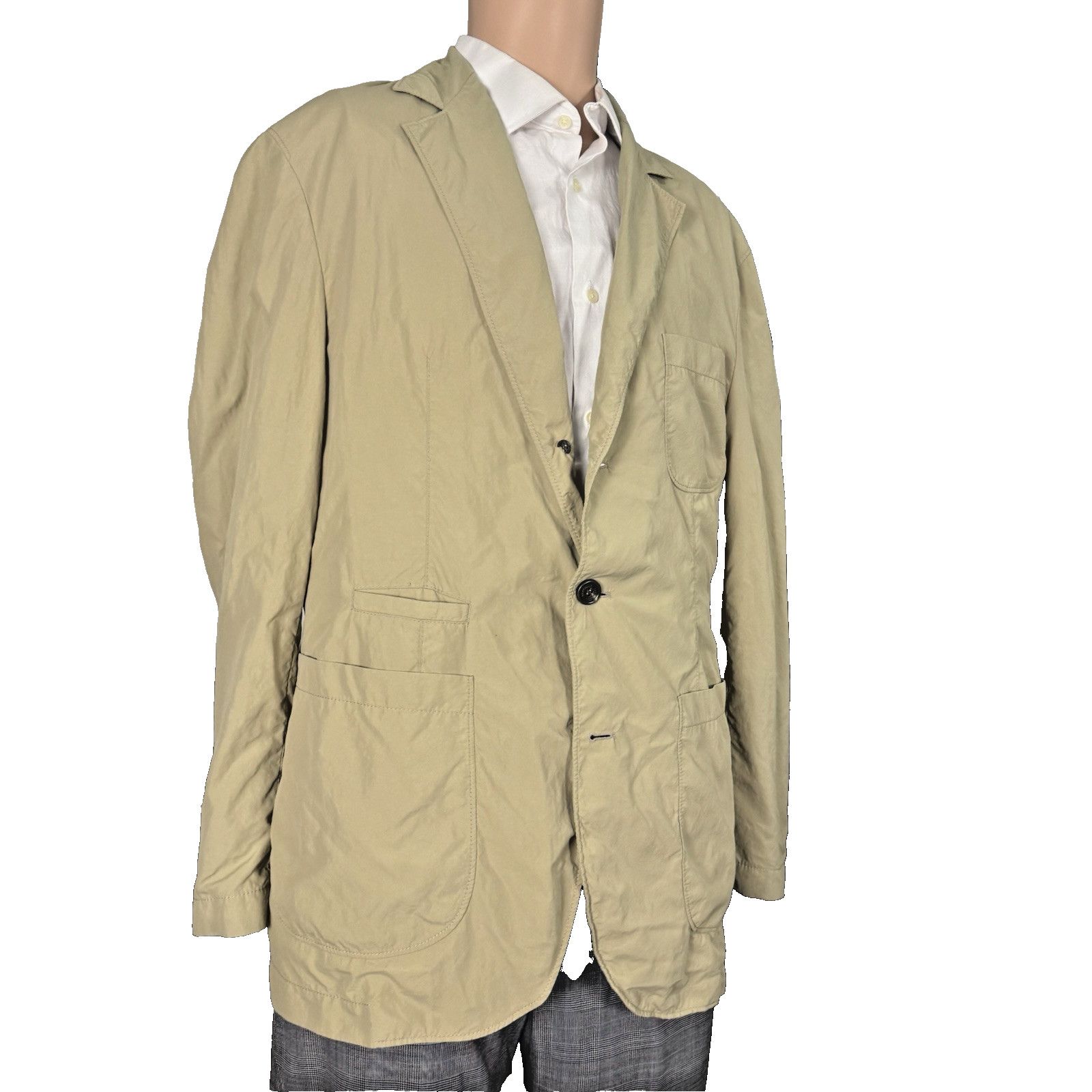 Brunello Cucinelli Brunello Cucinelli Nylon Khaki Blazer Sportcoat Safari 50/40 Size 38R - 1 Thumbnail