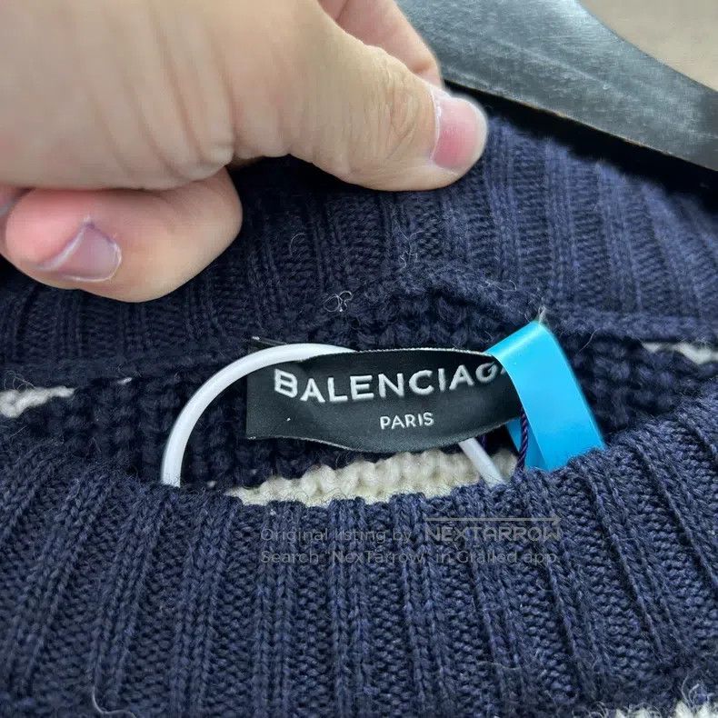 Balenciaga Balenciaga Chest Embroidered Logo Striped Sweater Size US L / EU 52-54 / 3 - 5 Thumbnail