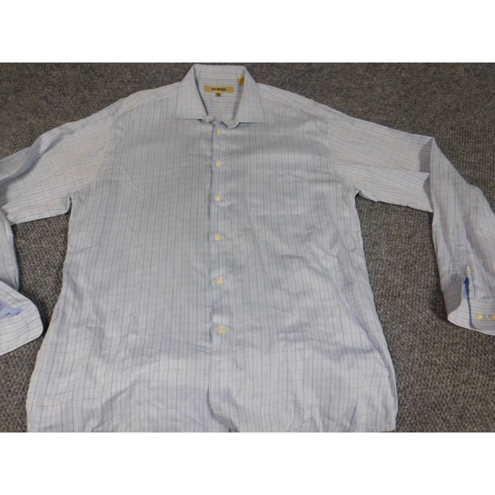Vintage Bachrach Mens Shirt Dress Shirt Blue Plaid Button-Down 16.5 Regular Collar Non-Iron Breathable Size US XL / EU 56 / 4 - 3 Thumbnail
