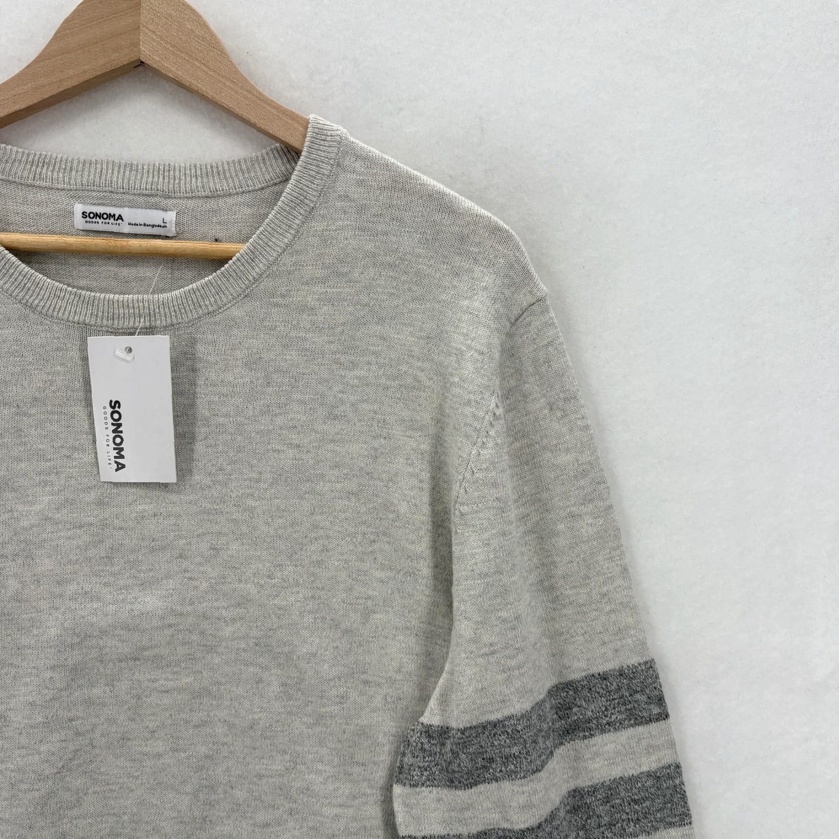 Vintage Sonoma Sweater Mens Large Gray Striped Crewneck Knit Pullover NWT Preppy Classic Casual Knitwear Size US L / EU 52-54 / 3 - 2 Thumbnail