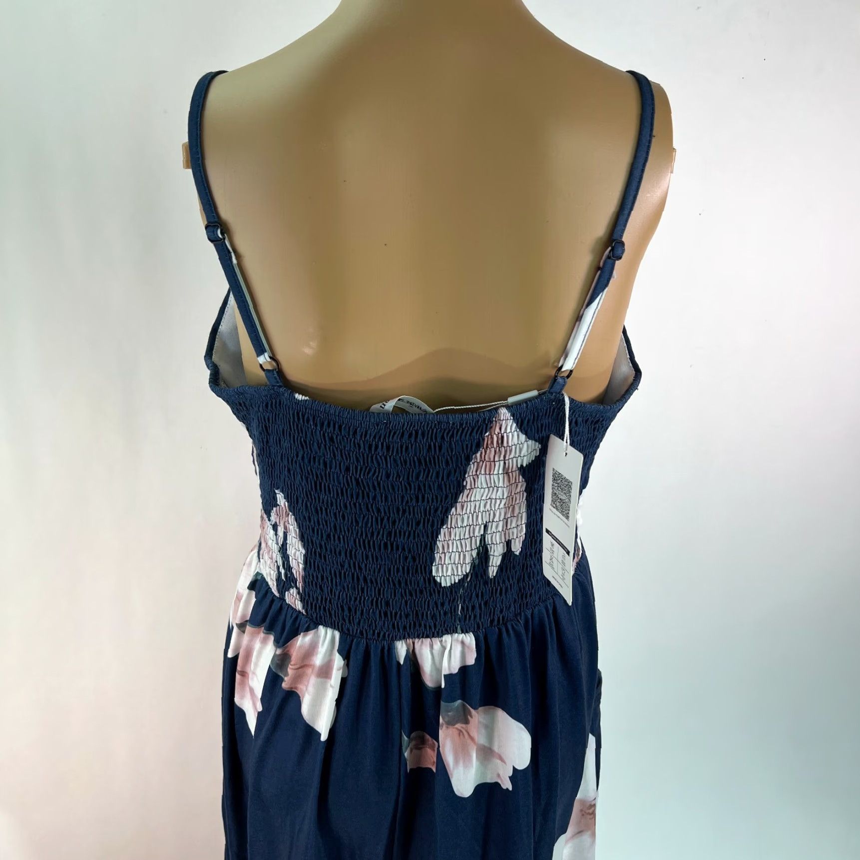 Vintage Angashion Sundress Women's V Neck Spaghetti Strap Floral Blue Dress Large Size L / US 10 / IT 46 - 3 Thumbnail