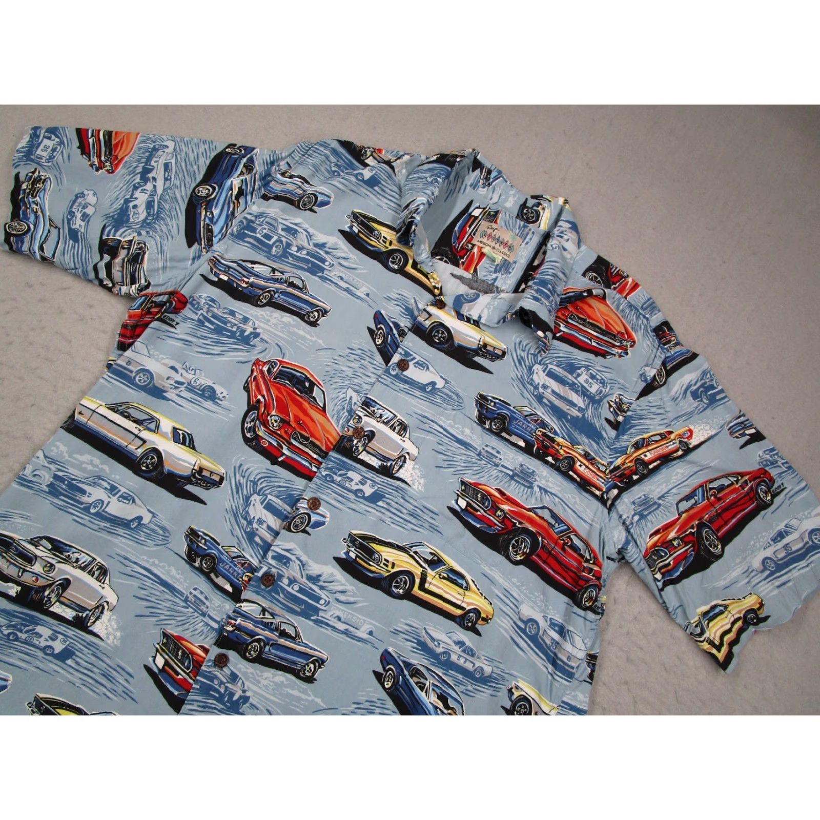 Reyn Spooner VINTAGE Reyn Spooner Shirt Mens XL Blue Eddy Y Hawaiian Cars Button Up Short Sleeve Geometric 100% Rayon Men's" Size US XL / EU 56 / 4 - 2 Thumbnail