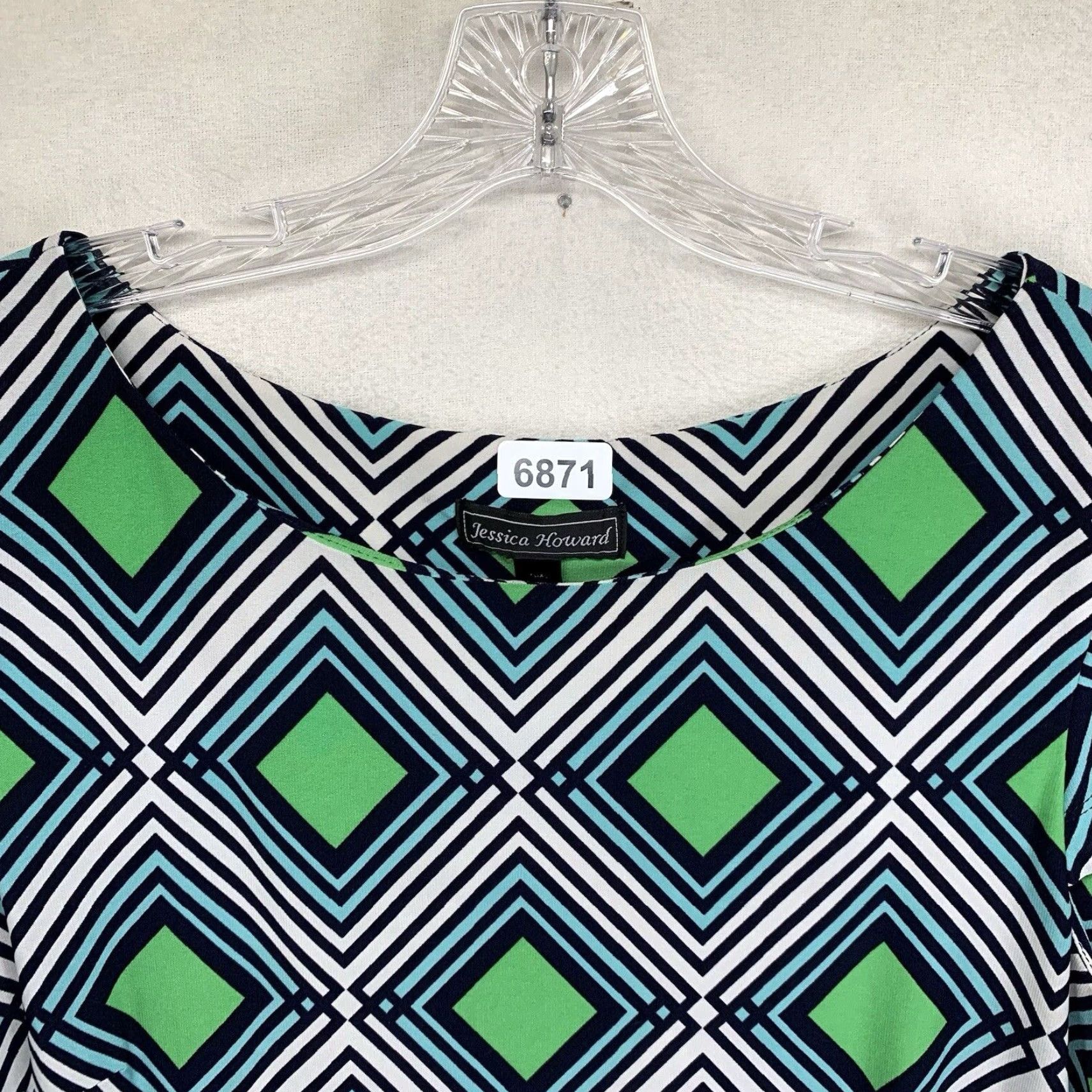 Vintage Jessica Howard Dress Women’s XL All Over Geometrical Print Retro 60s 70s Stretch Size XL / US 12-14 / IT 48-50 - 3 Thumbnail