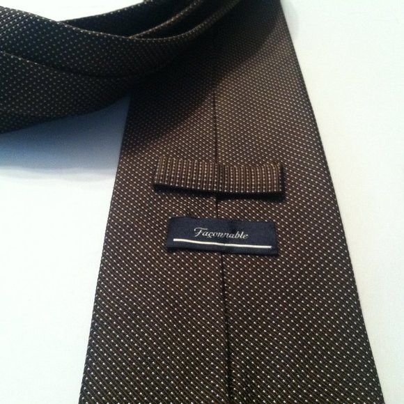 Faconnable FACONNABLE MENS BROWN 100%SILK NECK TIE WIDTH: 3 1/2" Size ONE SIZE - 4 Thumbnail