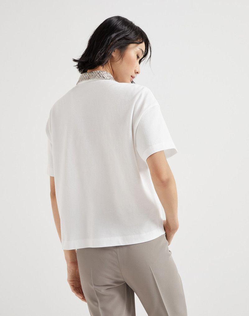 Brunello Cucinelli o1la1rc1a0326 Cotton Jersey Polo Shirt in White Size XL / US 12-14 / IT 48-50 - 2 Thumbnail