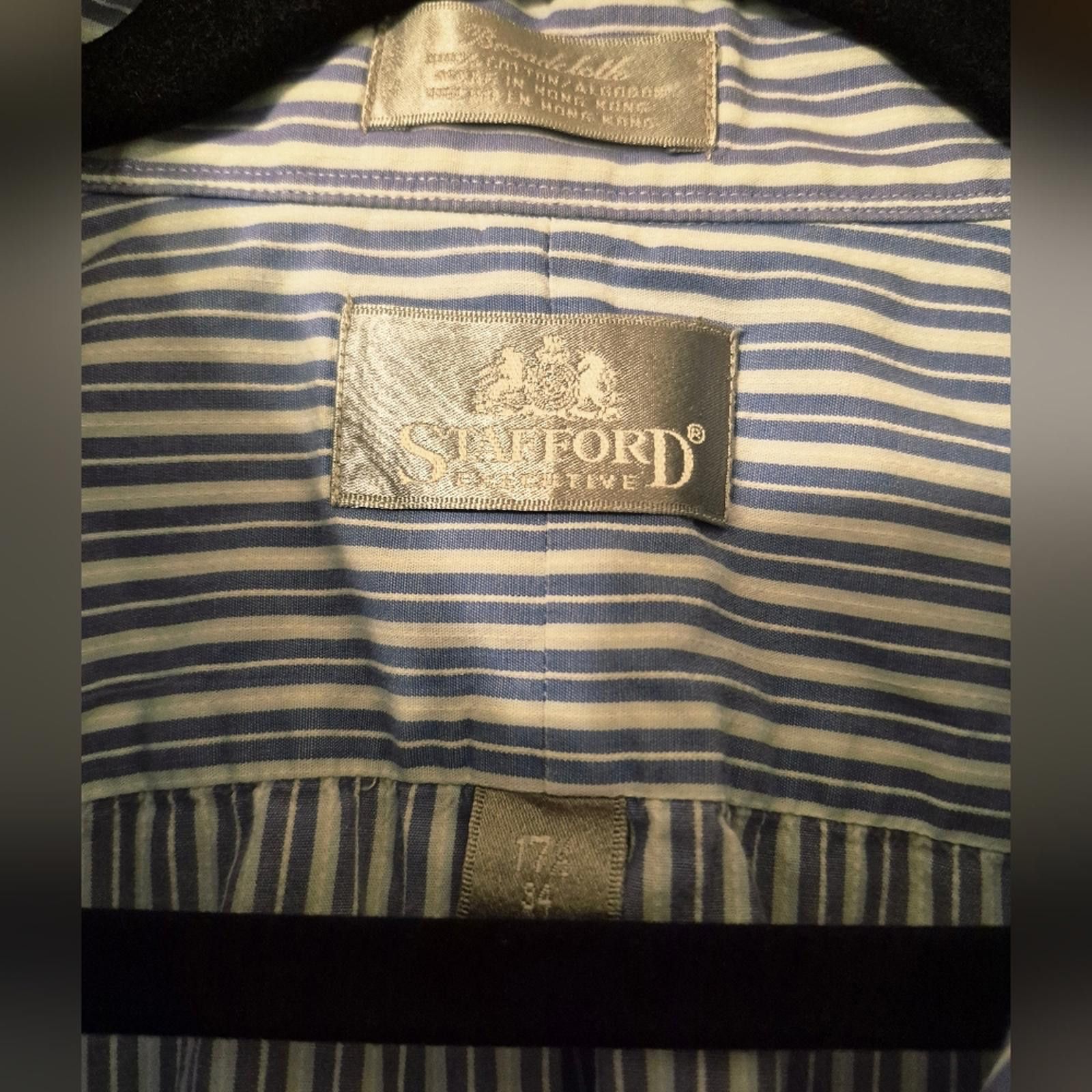 Stafford Stafford Executive Blue Striped Men's Shirt 17 1/2 34 Size US M / EU 48-50 / 2 - 3 Thumbnail