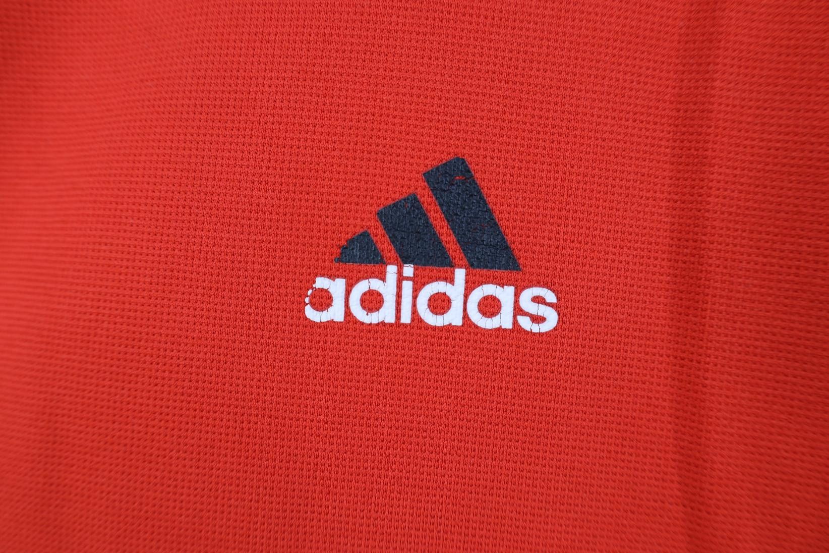 Adidas Vintage 90s Adidas Thermal Knit Short Sleeve T-Shirt Red Size US M / EU 48-50 / 2 - 6 Thumbnail