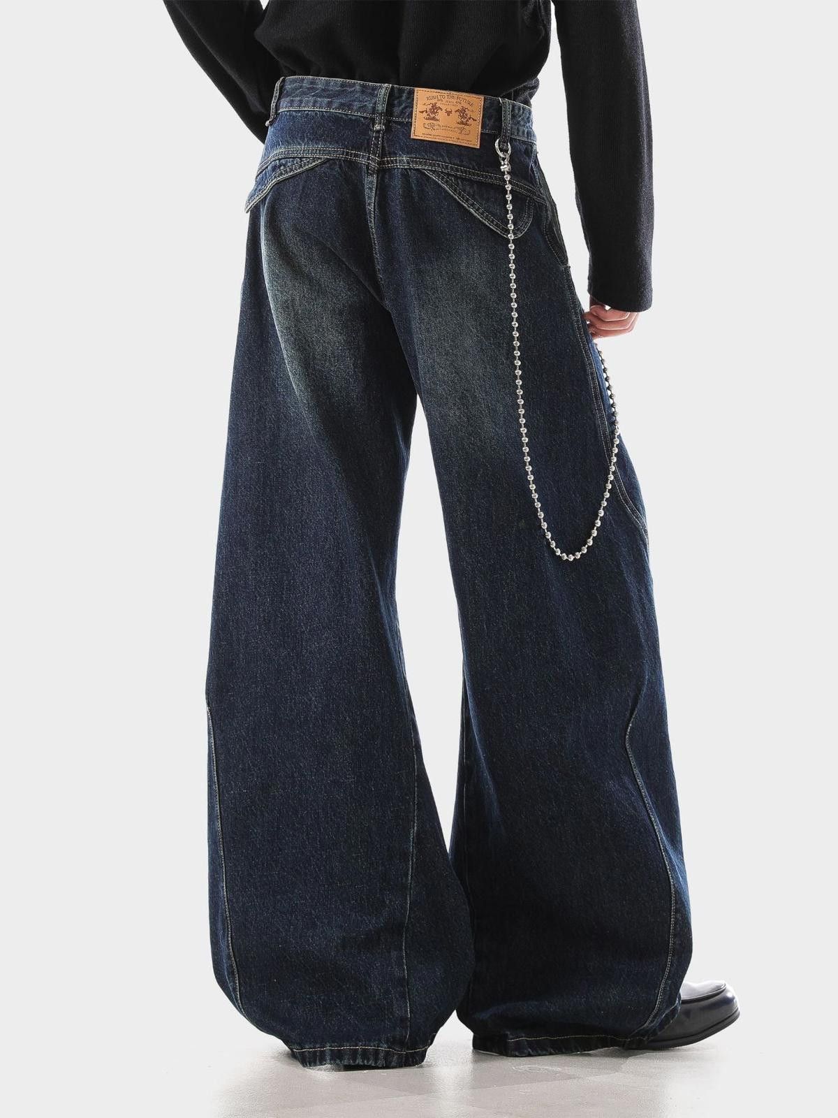 Vintage Blue Wide Leg Denim Jeans, Baggy Fit Jeans Size US 32 / EU 48 - 5 Thumbnail