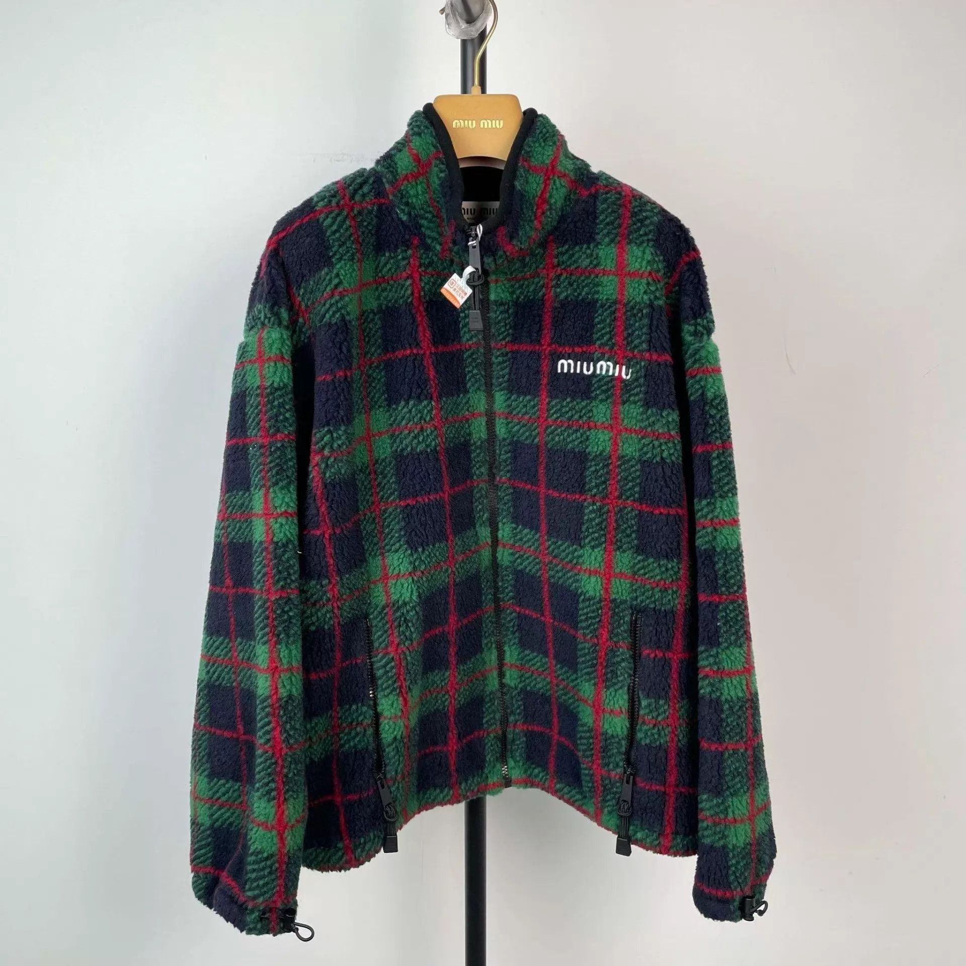 Miu Miu Plaid Fleece Zip-Up Jacket Size US XS / EU 42 / 0 - 1 Thumbnail