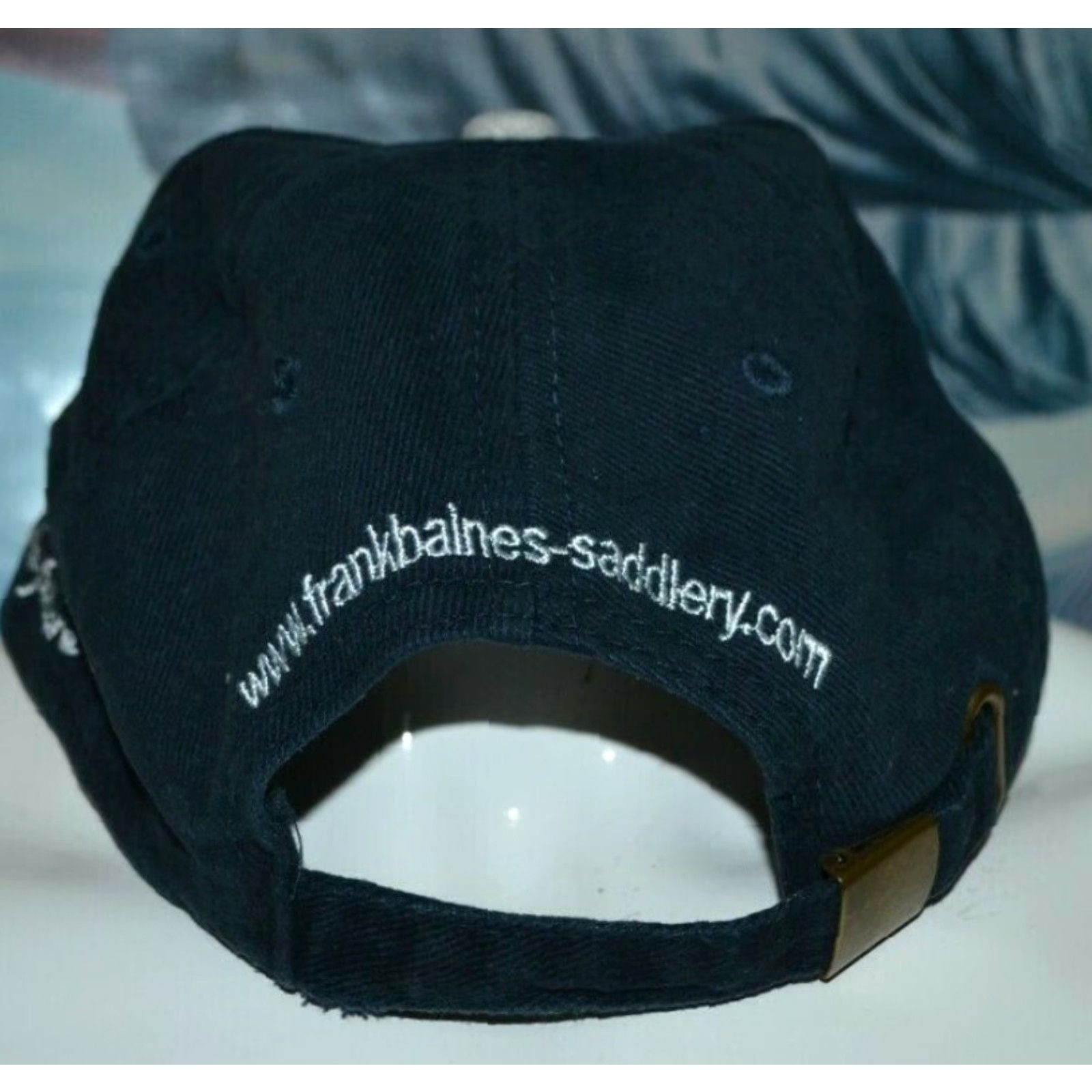 Vintage Frank Baines Saddlery Hat Cap Basebal Cap Men's Adjustable 100% Cotton Blue Lightweight Casual Horse Riding Equestrian Pattern Solid Size ONE SIZE - 3 Thumbnail