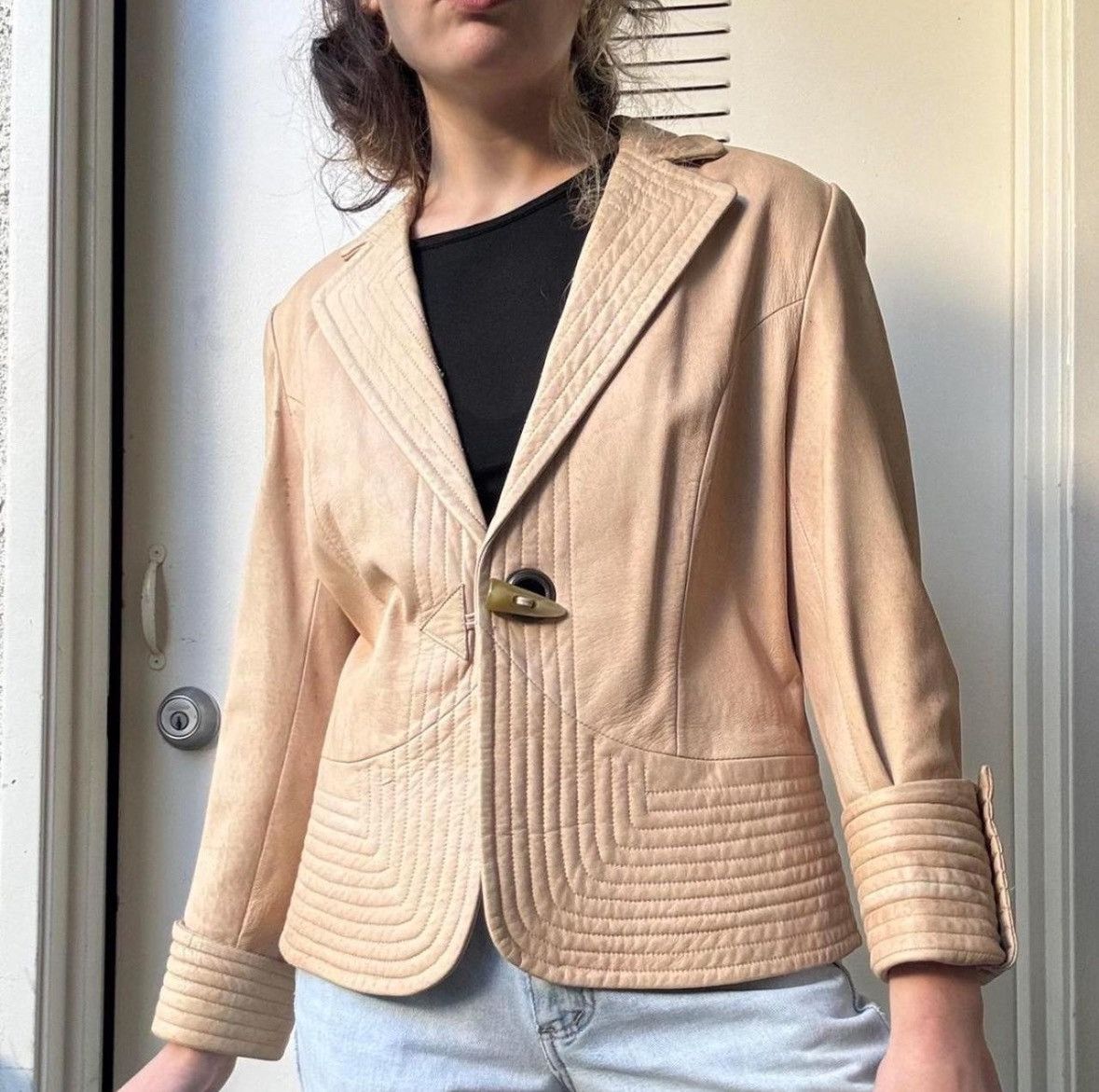 Vintage Y2K SOUTHWESTERN LEATHER BLAZER Size L / US 10 / IT 46 - 1 Thumbnail